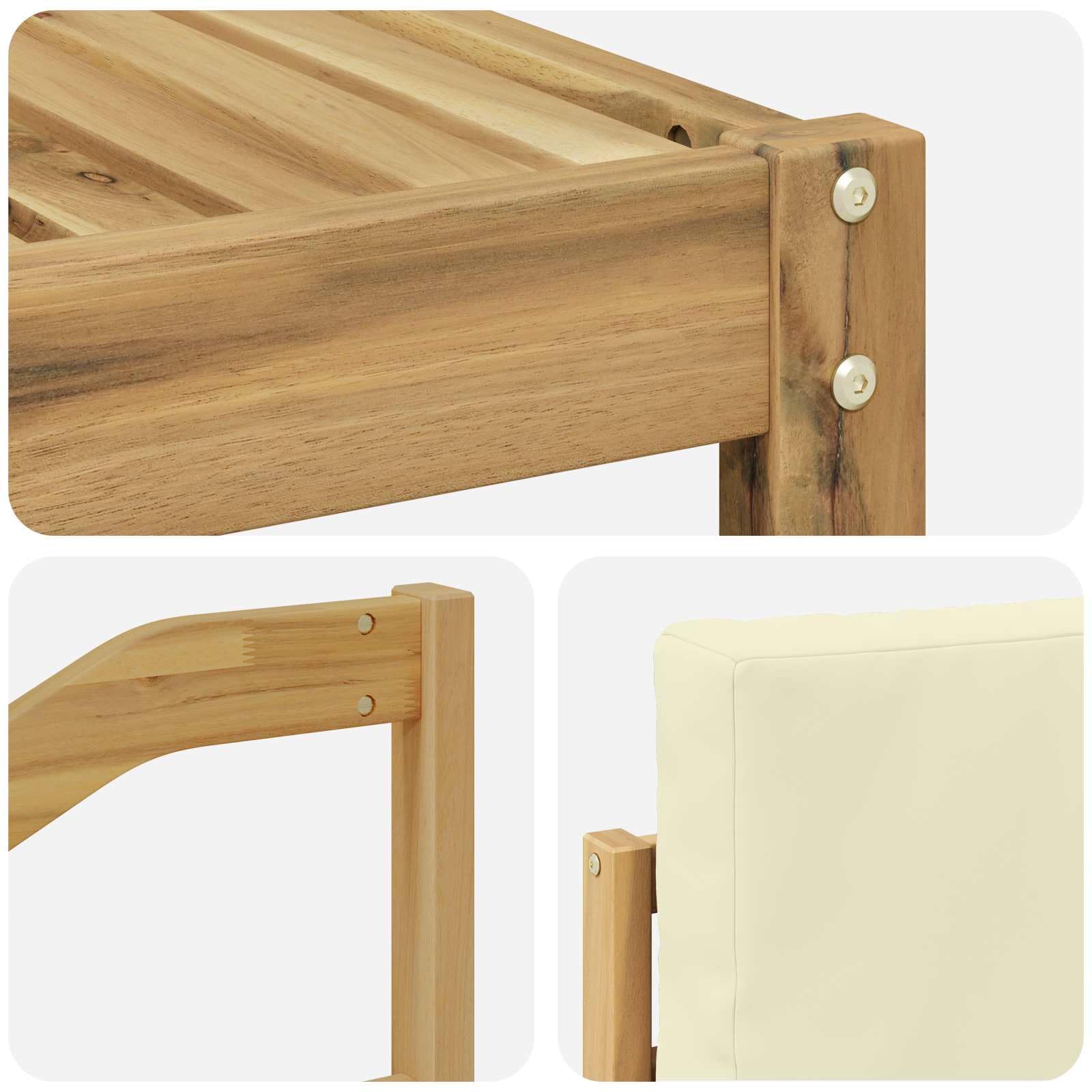 Outdoor-Sofagarnitur mit Kissen 5-teilig Weiß Creme Polyester wetterfest mit Tisch Sitzgruppe für Garten Terrasse Balkon mit Armlehnen und modularer Wohnlandschaft