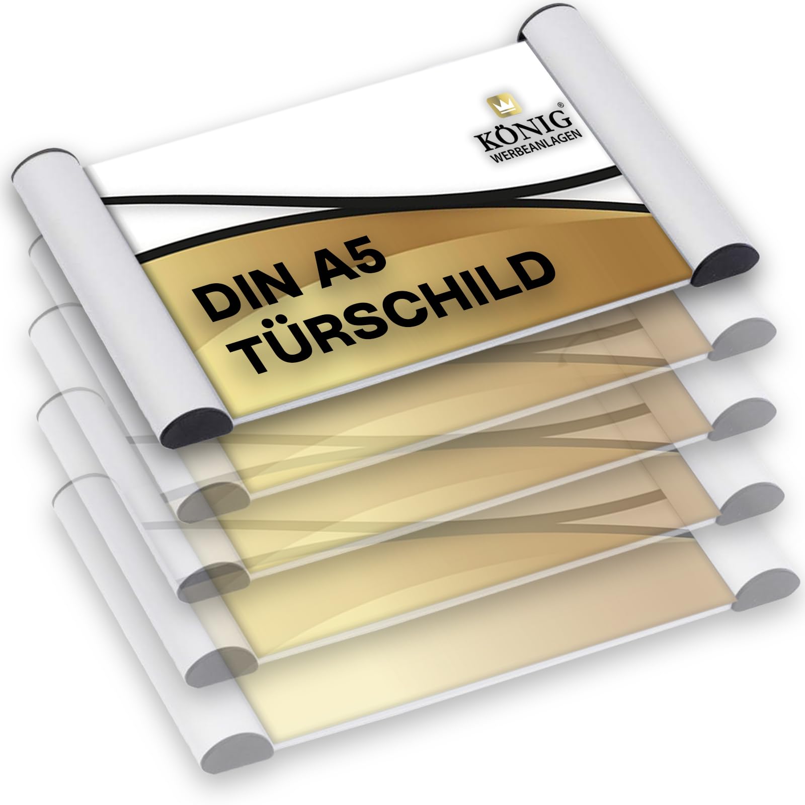 5er Set Türschilder Berlin A5 Aluminium | 24 x 15,5 cm | Selbstklebend oder zum Anschrauben | Mit transparenter Abdeckung | Für DIN A5 Einlagen | Namensschild für Büro, Praxis & Zuhause