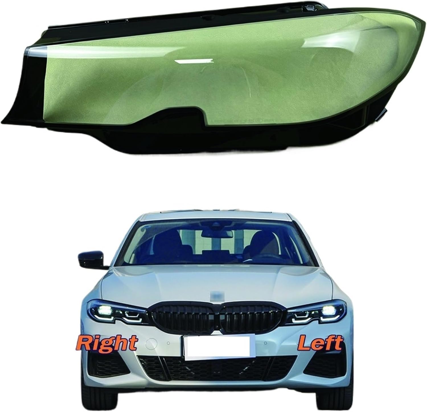 Compatible for BMW 3 Series G20 G28 320i 330i 325Li 2020-2022 Car Headlight Cover Lampcover Lampshade Lamp Glass Lens Case Auto Light Caps(A Piar) (Left)