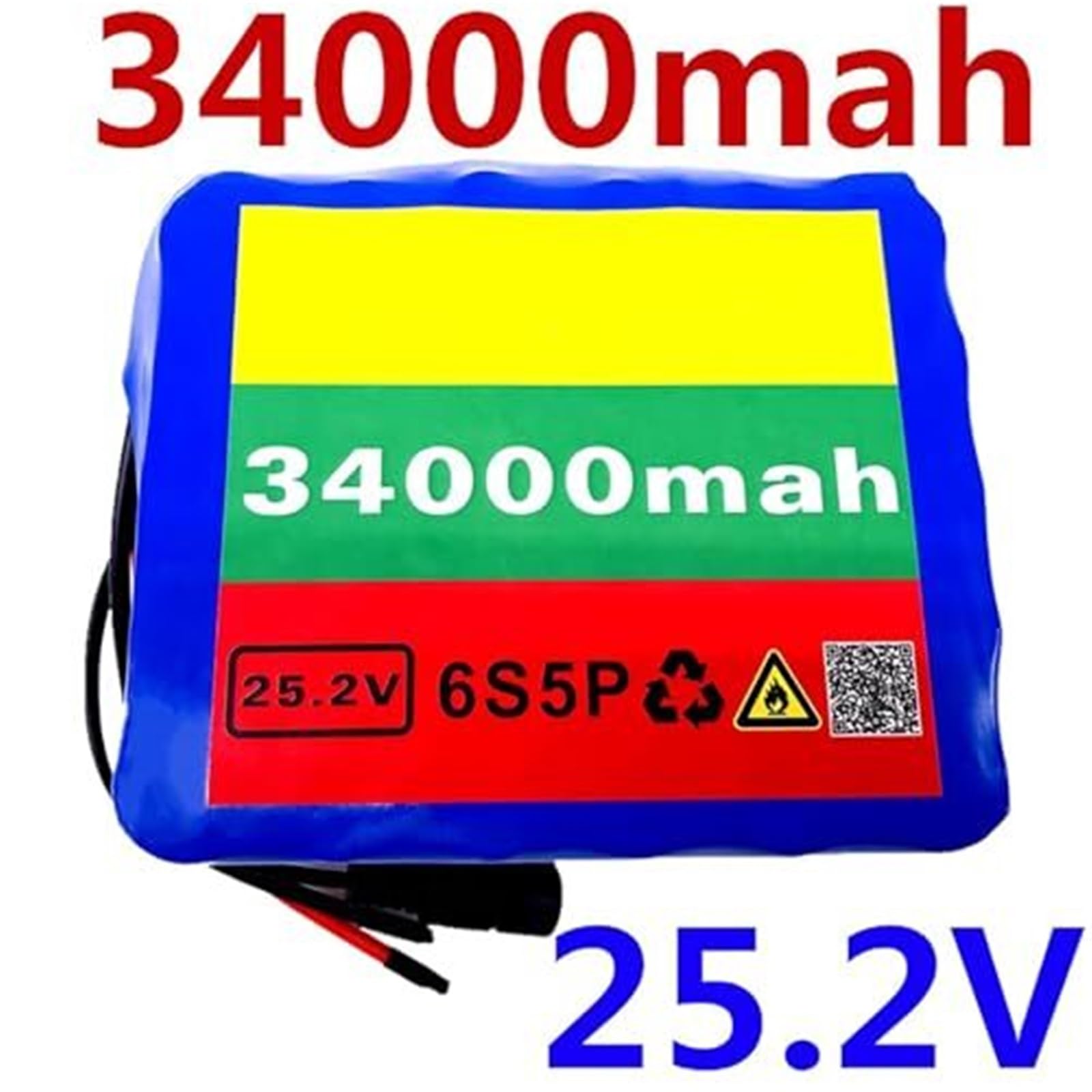 Batería de Litio de 24 V y 34 Ah for Bicicleta eléctrica con Cargador BMS, Ideal for Bicicletas eléctricas, Scooters, sillas de Ruedas y cortacéspedes.