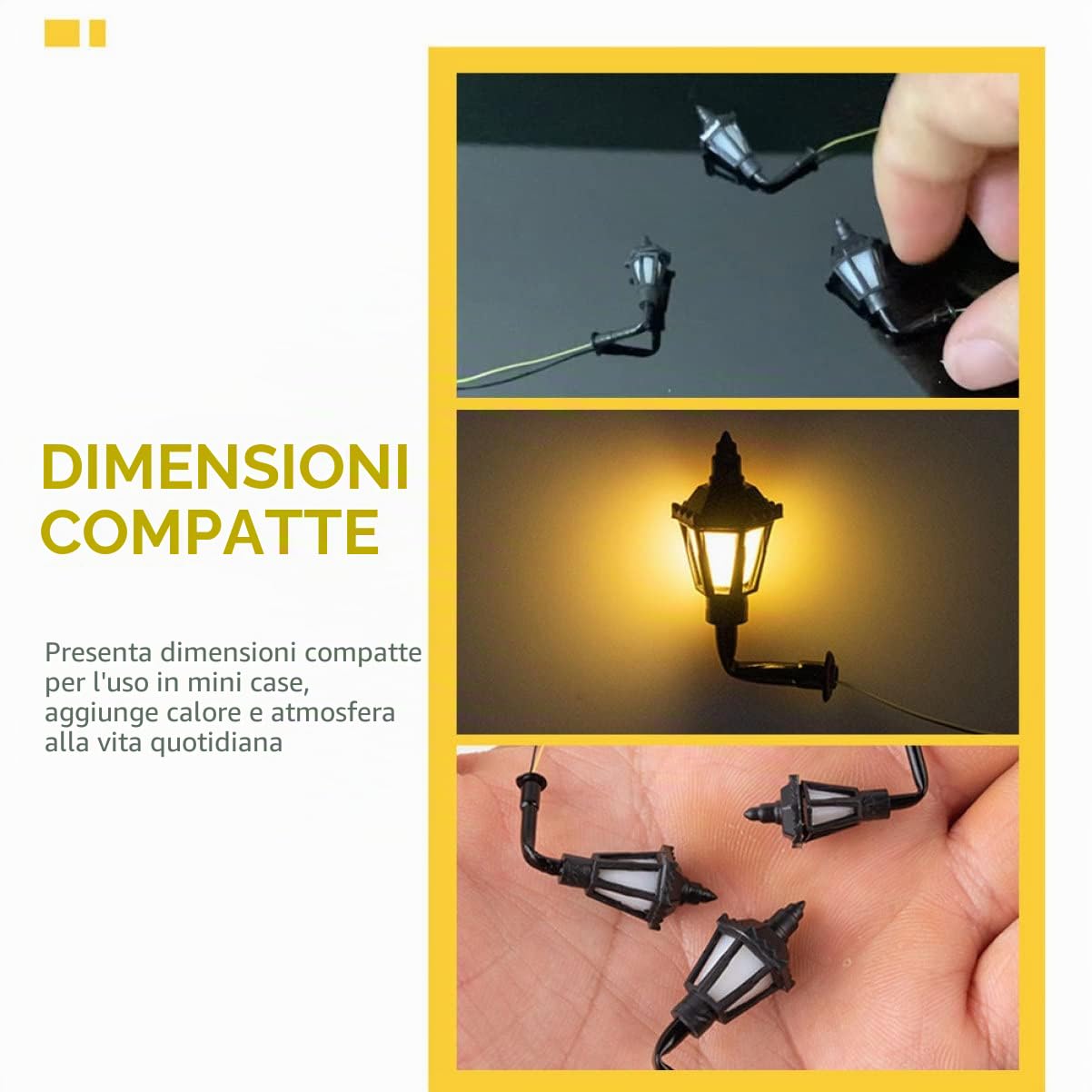 Lampada da Parete Miniatura 10 Pezzi Acciaio Inox Abs Nero | Materiali per Tavolo di Sabbia Fai-da-te, Decorazione Luminosa, Accessorio Mini Casa, per Festa e Scuola, Lampada Piccola