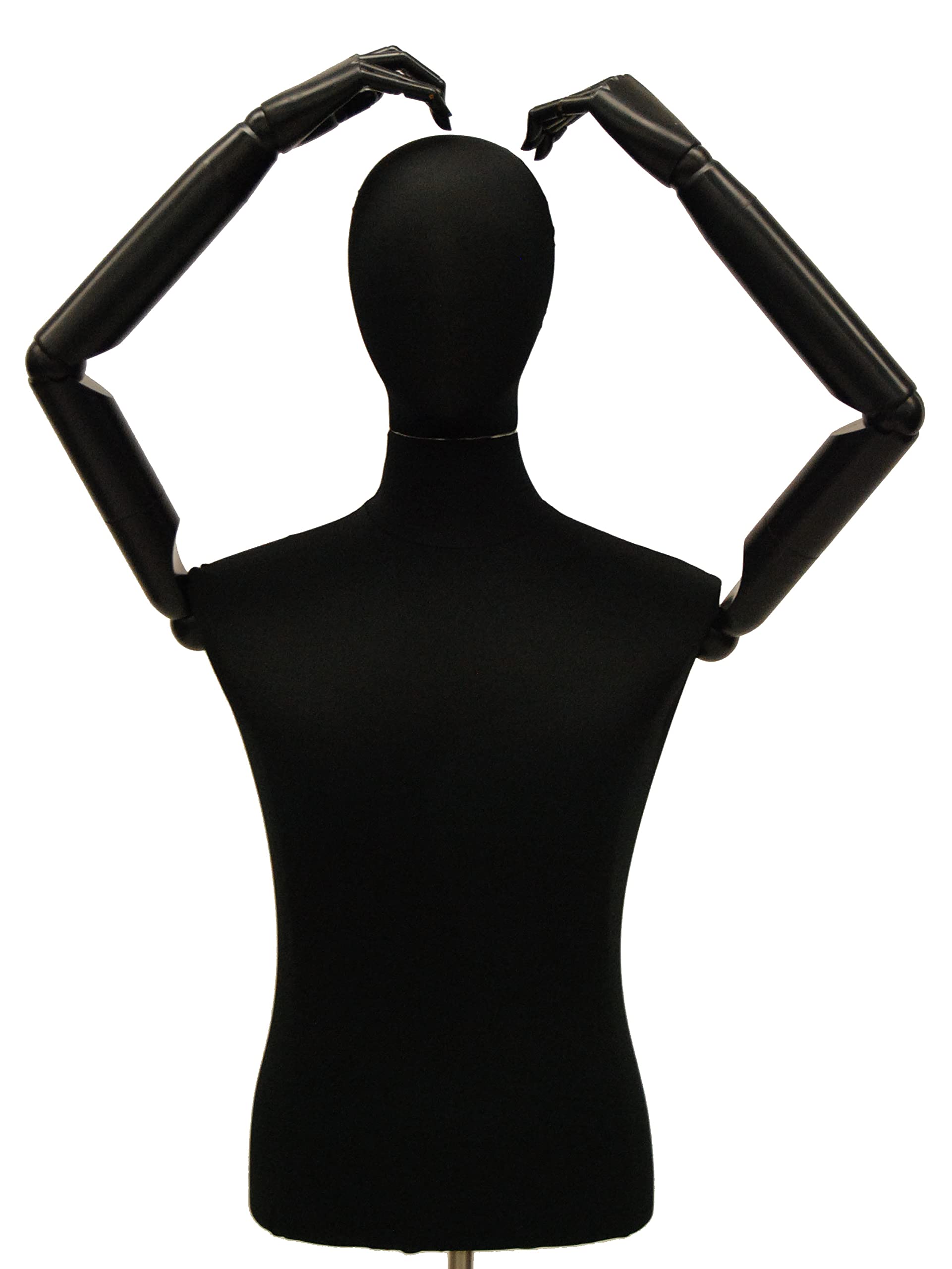 (JF-33M02ARM+BS-WB02T) ROXYDISPLAY Display Male Body Form with arms & Cast Iron Black Caster Base