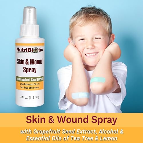 Miniatura 4 de NutriBiotic Skin & Wound Spray with GSE, 4 Fl Oz | Grapefruit Seed Extract Plus Tea Tree & Lemon Essential Oils | Helps Support Healthy Skin Tissue