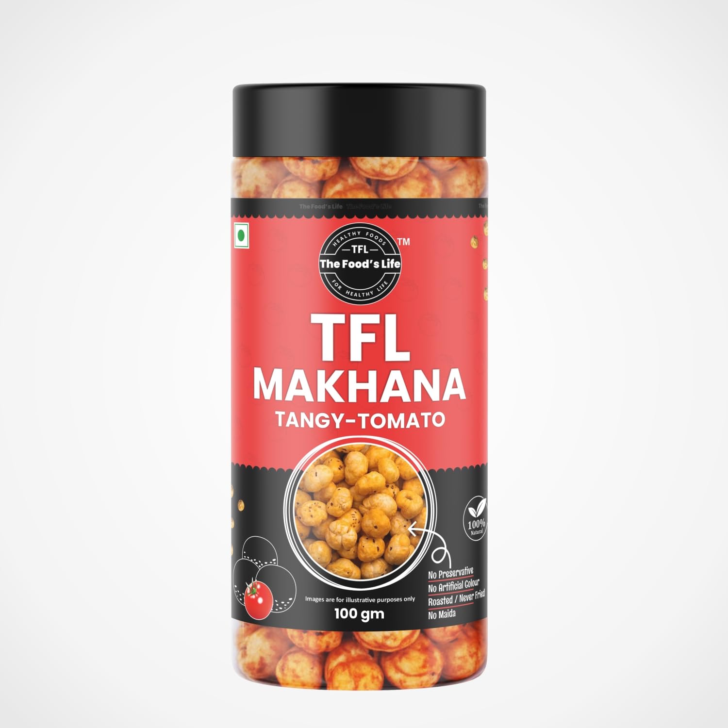 GUNMALA Herbal The Food's Life Tangy Tomato Rosted Makhana|Rosted Makhana|Makhana|Makhana With Healthy Snacks|Makhana Namkeen Snacks| Makhana Healthy Food|Makhana 100 Gram