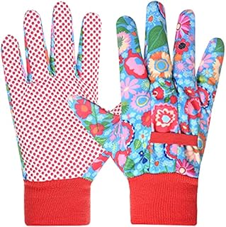 2 Pairs Gardening Gloves for Women Ladies,Gardening Gifts Comfortable Breathable Non-Slip Flexible,Garden working Gloves with Soft PVC Dots (Small/Medium,Red)