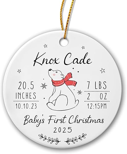 Adorno de Navidad de oso polar para bebé 2024, adorno de Navidad personalizado para bebé, adorno personalizado con nombre e información del bebé, disponible en Yaxa Guatemala