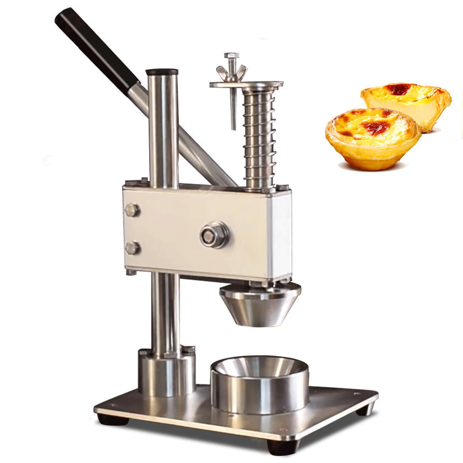 Máquina Manual para Prensar Tartaletas, Prensa de Tartas de Huevo de Acero Inoxidable con Molde Antiadherente - Herramienta de Formado de Masa para Panadería, Café y Repostería en Casa