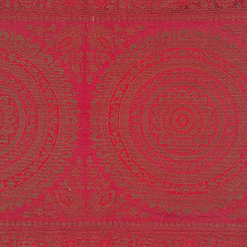Image of Diwali Decor Brocade Jacquard Silk Table Runner Long Runner for Dinning & Centre Table Mandala Print 72 x 16 Inches (Maroon)