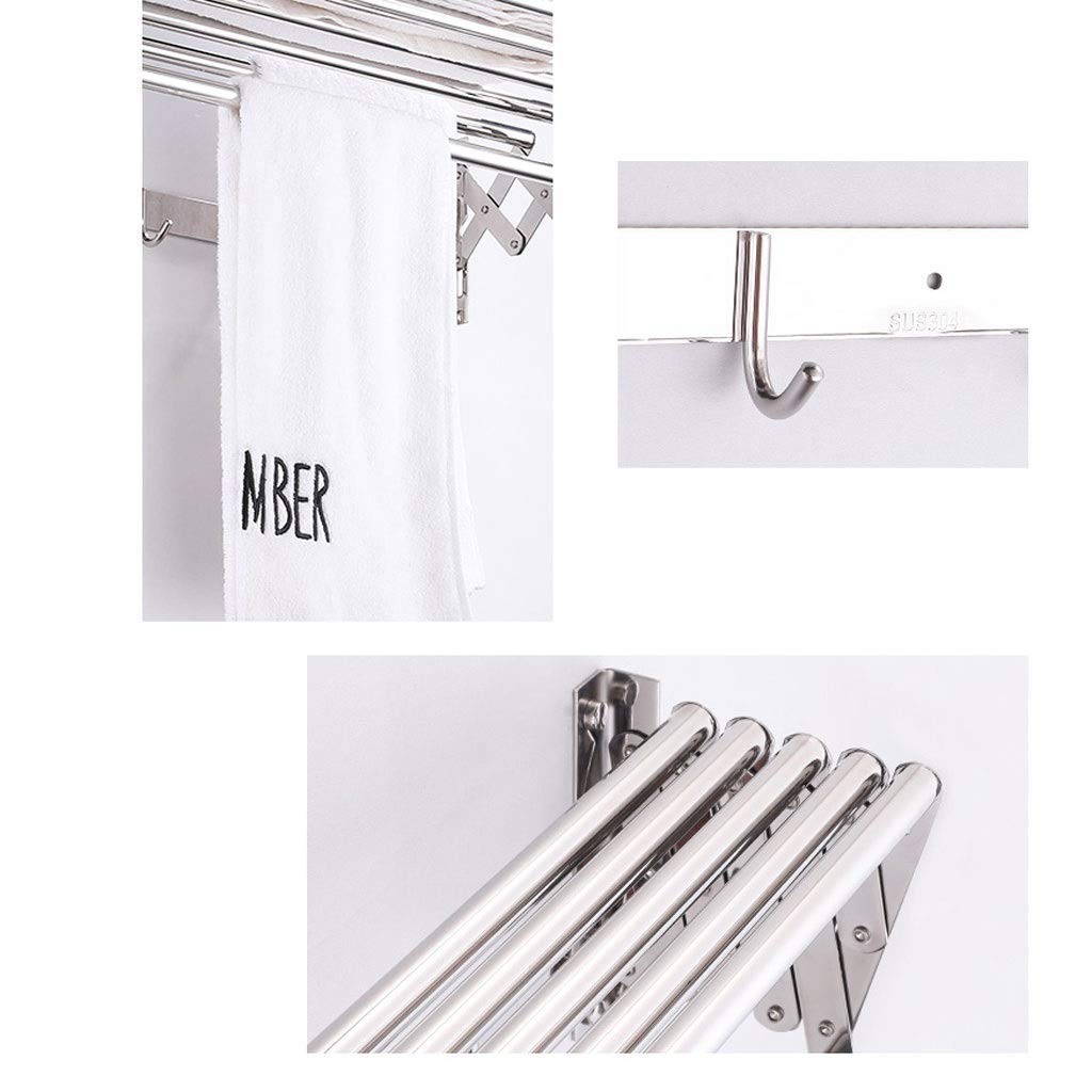 Wäschetrockner für Badezimmer, Handtuchhalter, Haken, Wäscheständer, Wandmontage, Edelstahl, ausziehbar, faltbar, für Balkon, Innen- und Außenbereich, platzsparend, Größe: 40 cm