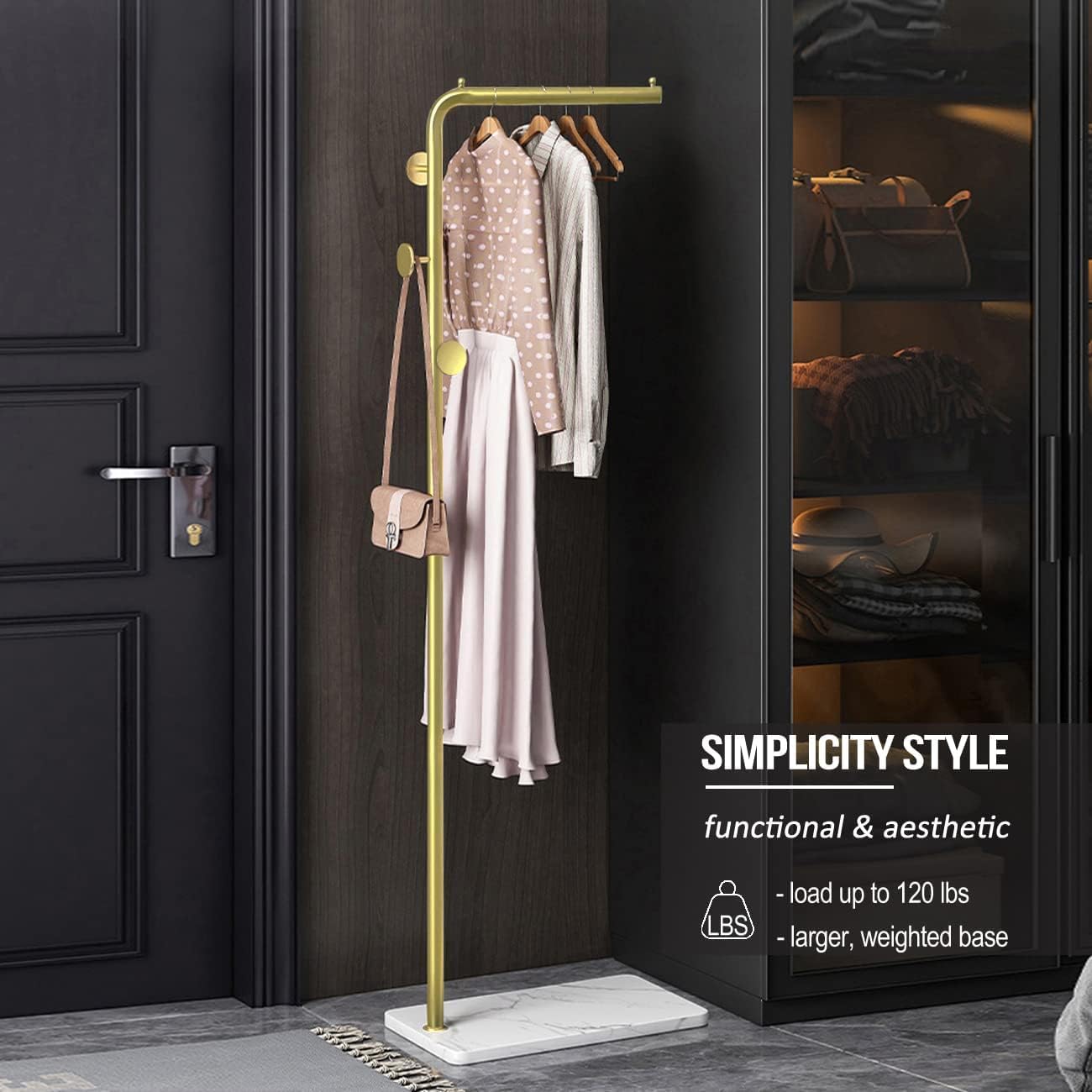 Amazon｜ポールハンガー洋服掛けハンガーポール メタルコートラック