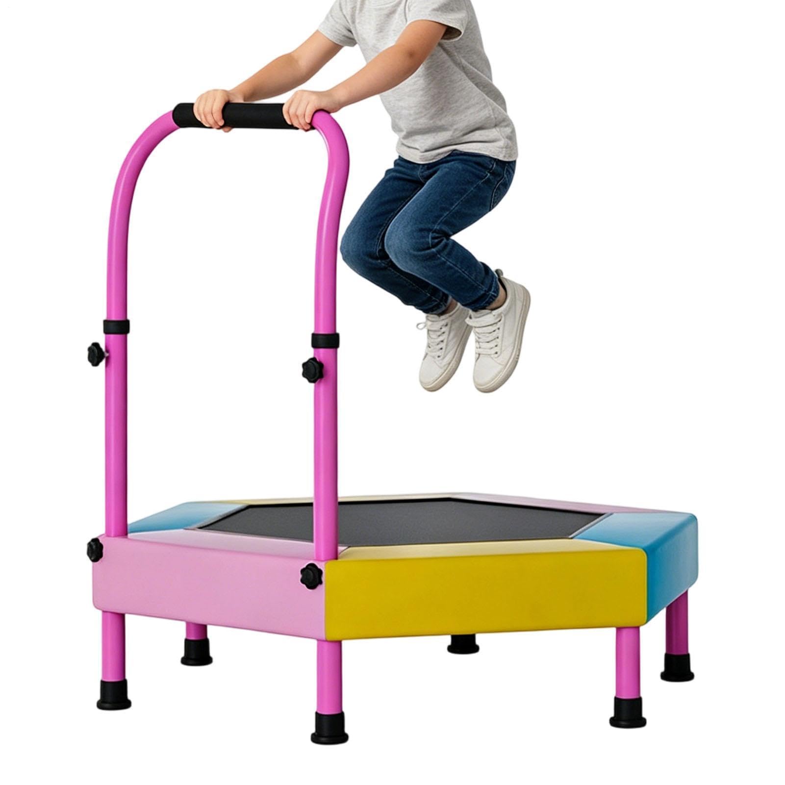Trampolino per Bambini Attrezzatura Pieghevole da 91 cm | Trampolino da Esterno con Manico Regolabile per Parco Giochi Palestra Casa Aula Scuola Materna Cortile Prato Giardino