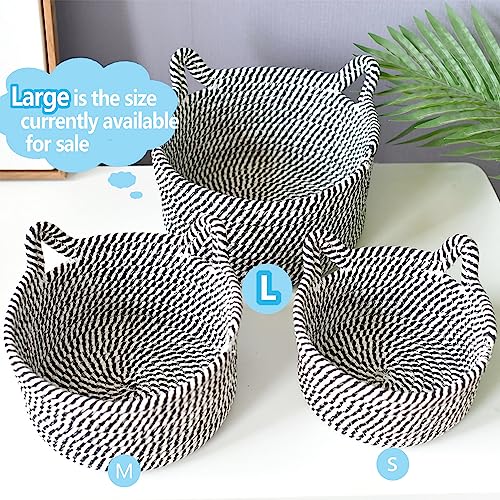 Image of Small Woven Cotton Rope Basket Empty Decorate Gift Cute Storage Organizing Dog Cat Pet Toy Box Baby Nursery Clothes Sock Changing Table Bathroom Closet Towel Shelf Desk Little Mini Boho Bin