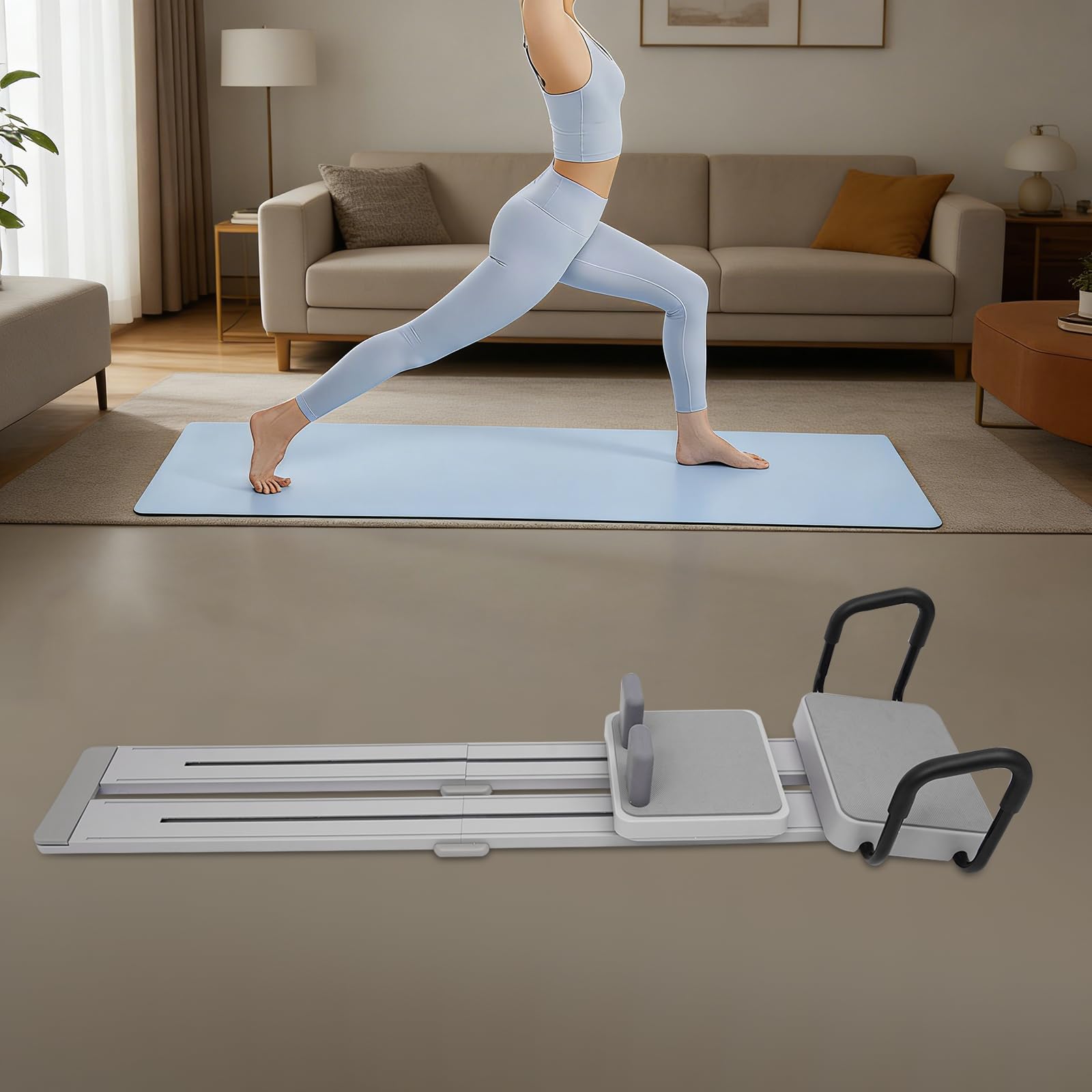 Pilates Brett Faltbarer Bauchtrainer für Zuhause | 360° Split-Design, Bauchmuskeltrainer, Bauchmuskelbrett, Trainingsbrett, Grau