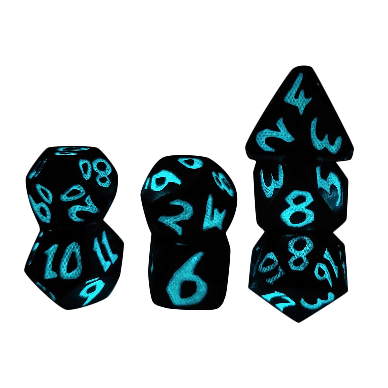 Juego de 7 Dados, Dados Luminosos, Juego de rol, Dados Fáciles de Leer, Juego de Dados Poliédricos para Fiestas, Juegos de Mesa, Juegos de rol, Azul, Individual