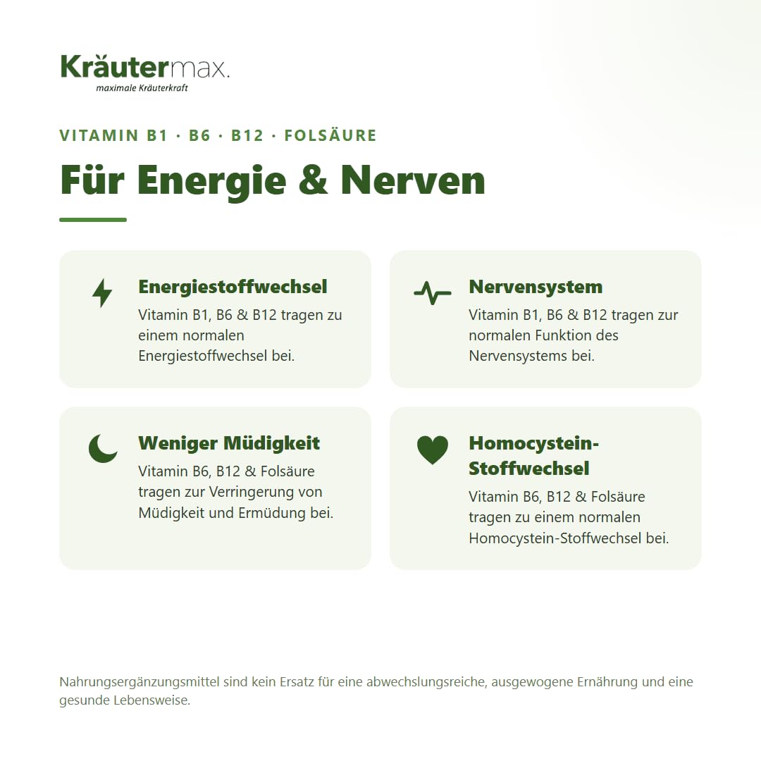 Kräutermax Energie plus Kapseln, Energie Komplex mit B Vitamine, Magnesium, L-Carnitin, Q10, Taurin, Hochdosiert, 75 Stück