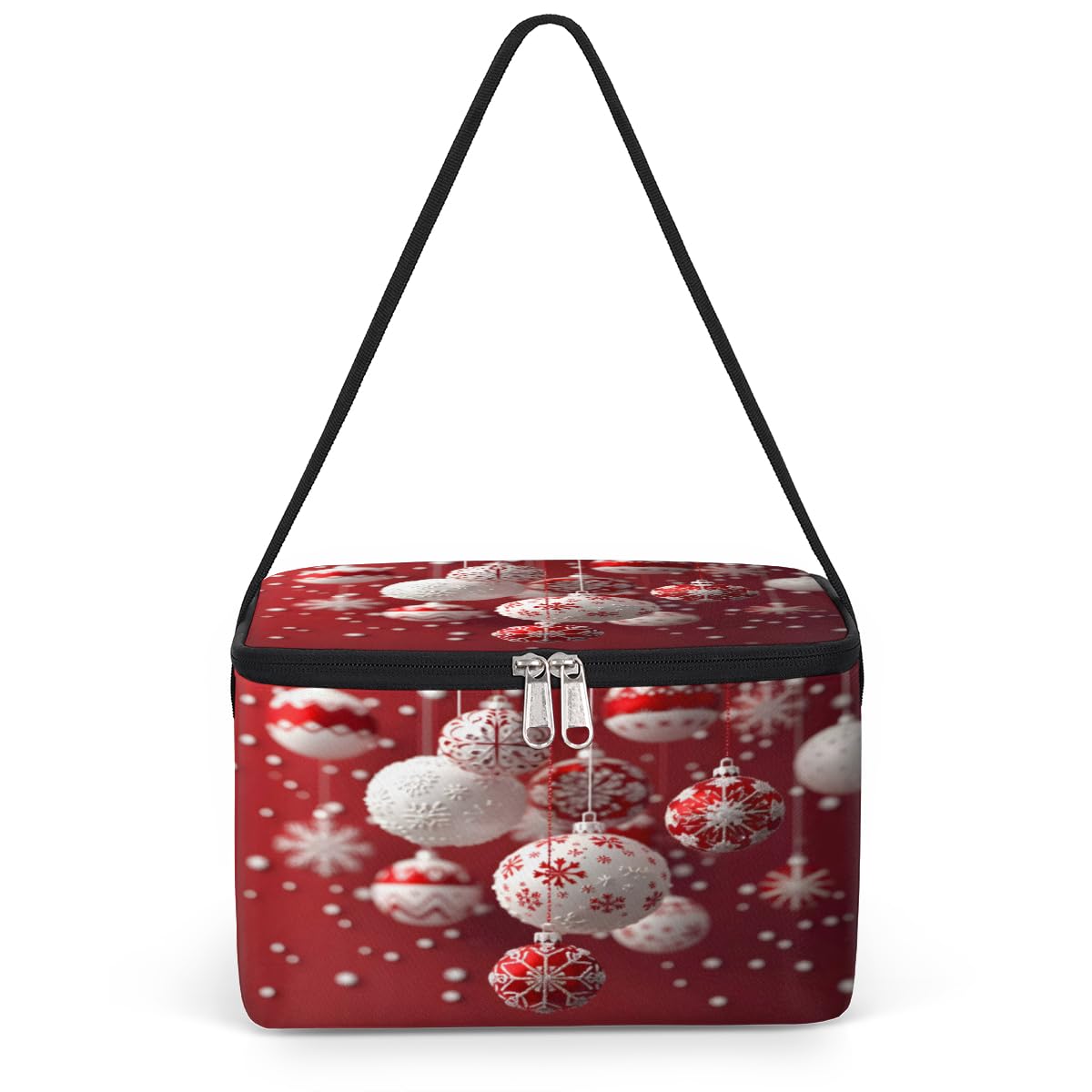 GzLeyigou Christmas Bells Decor Lunch Bags for Women Men 9 Cans, Hot & Cold Food Delivery Bag Insulated Grocery Bag Insulated Lunch Box Cooler Bag for Office Work Picnic Beach