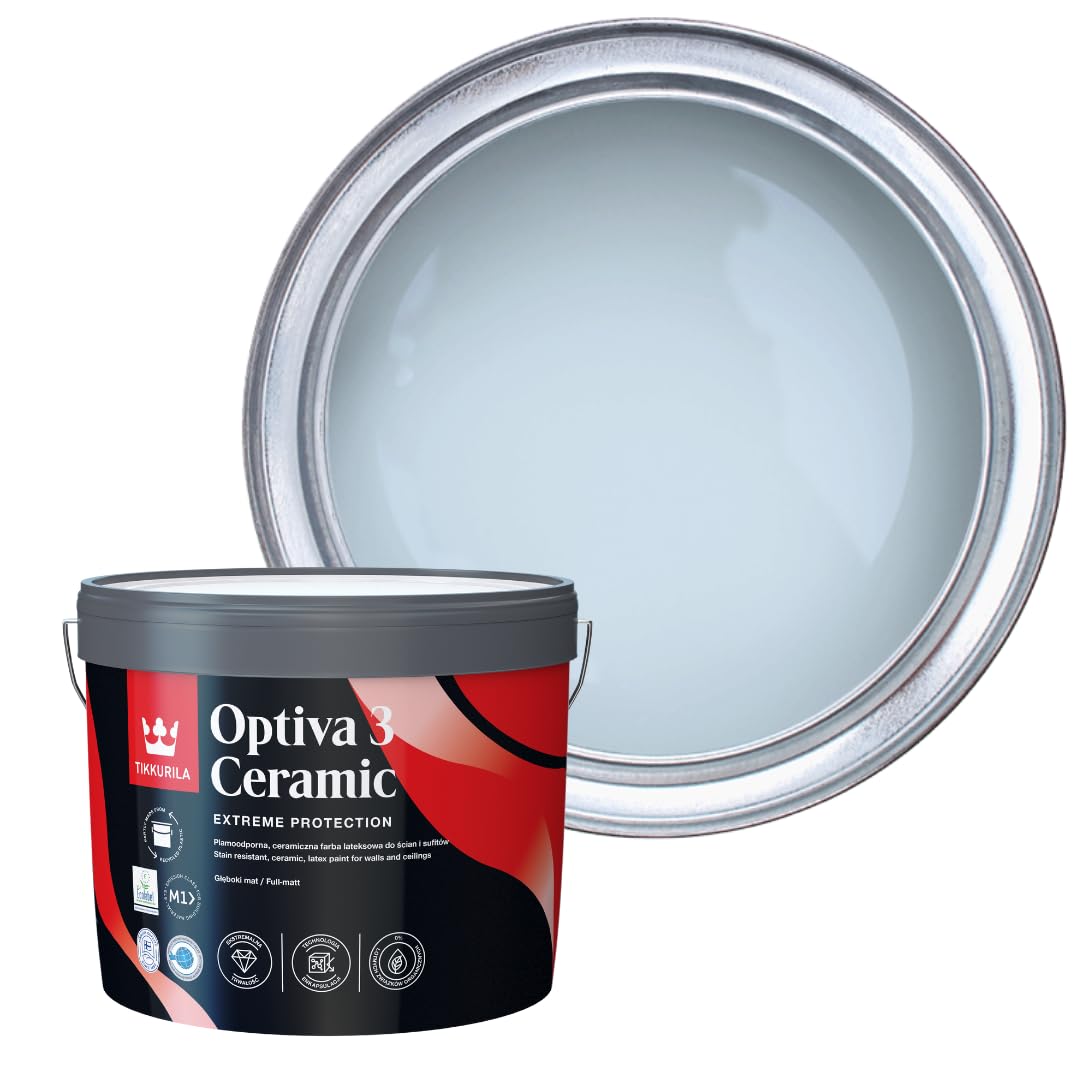 TIKKURILA Optiva 3 - Durable Super Flat Matt Paint For Walls & Ceilings - Zero VOC, Scrubbable, Easy To Clean (Cumulus Y354, 10 Liters)