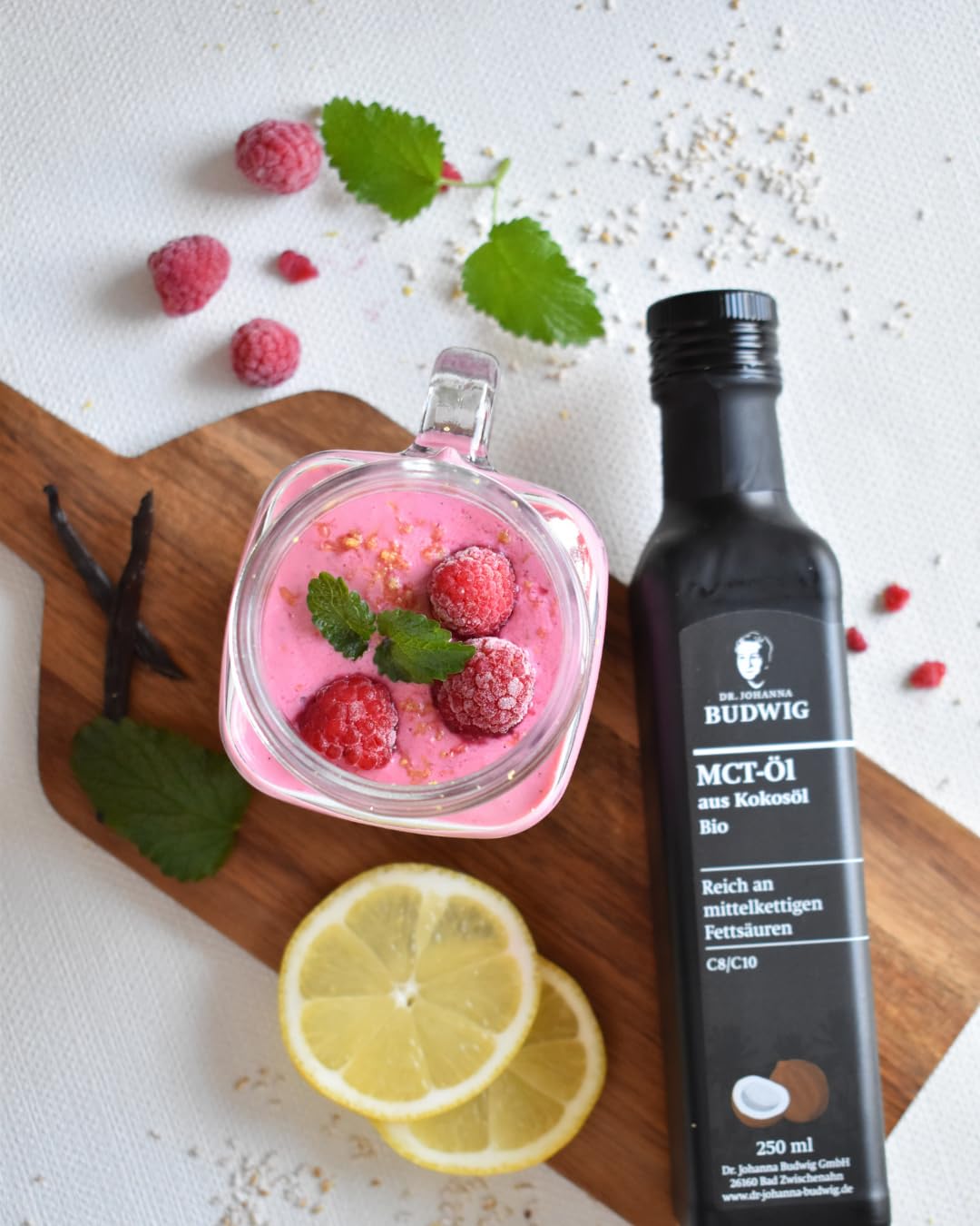Dr. Budwig Kokosöl Bio MCT Öl (500ml) nativ kaltgepresst | C8 & C10 Fettsäuren - vegan & ketogene Ernährung - flüssig - geschmacksneutral - mct oil - Ketone zum trinken - kokosnussöl