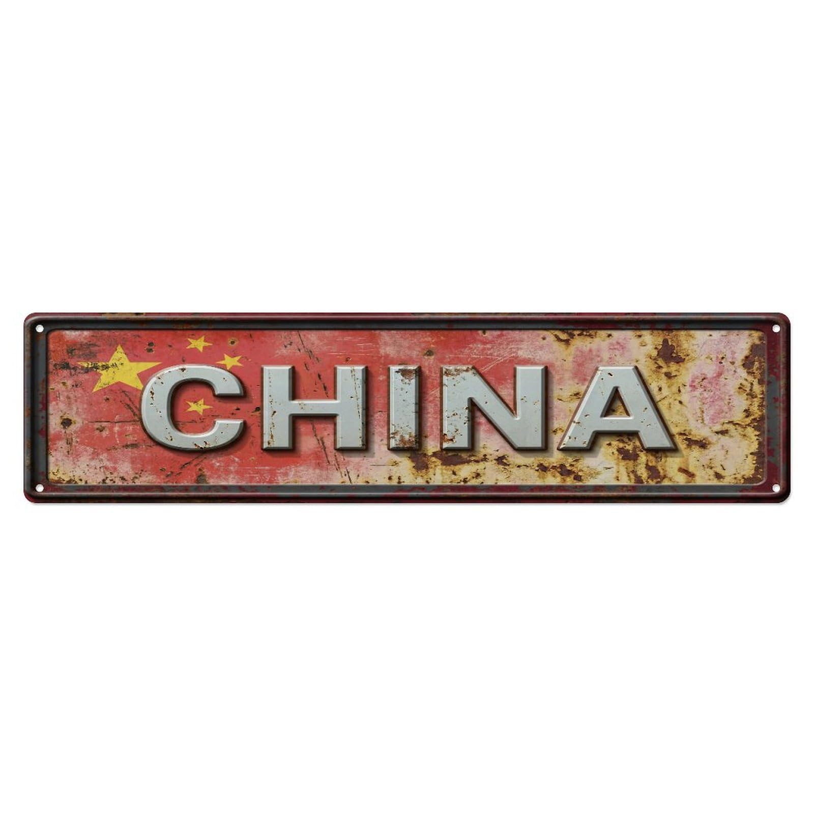 Xanthor Style Metal Tin Sign Vintage China Flag Pattern