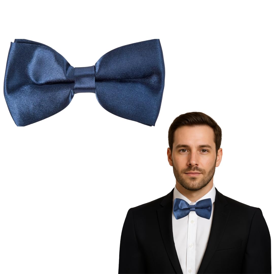 The Tie Company Men's Navy Blue The Tie Co™ Adjustable Clip On Bow Ties, Clip On Pre-Tied Bow Tie For Wedding Party (Navy Blue)