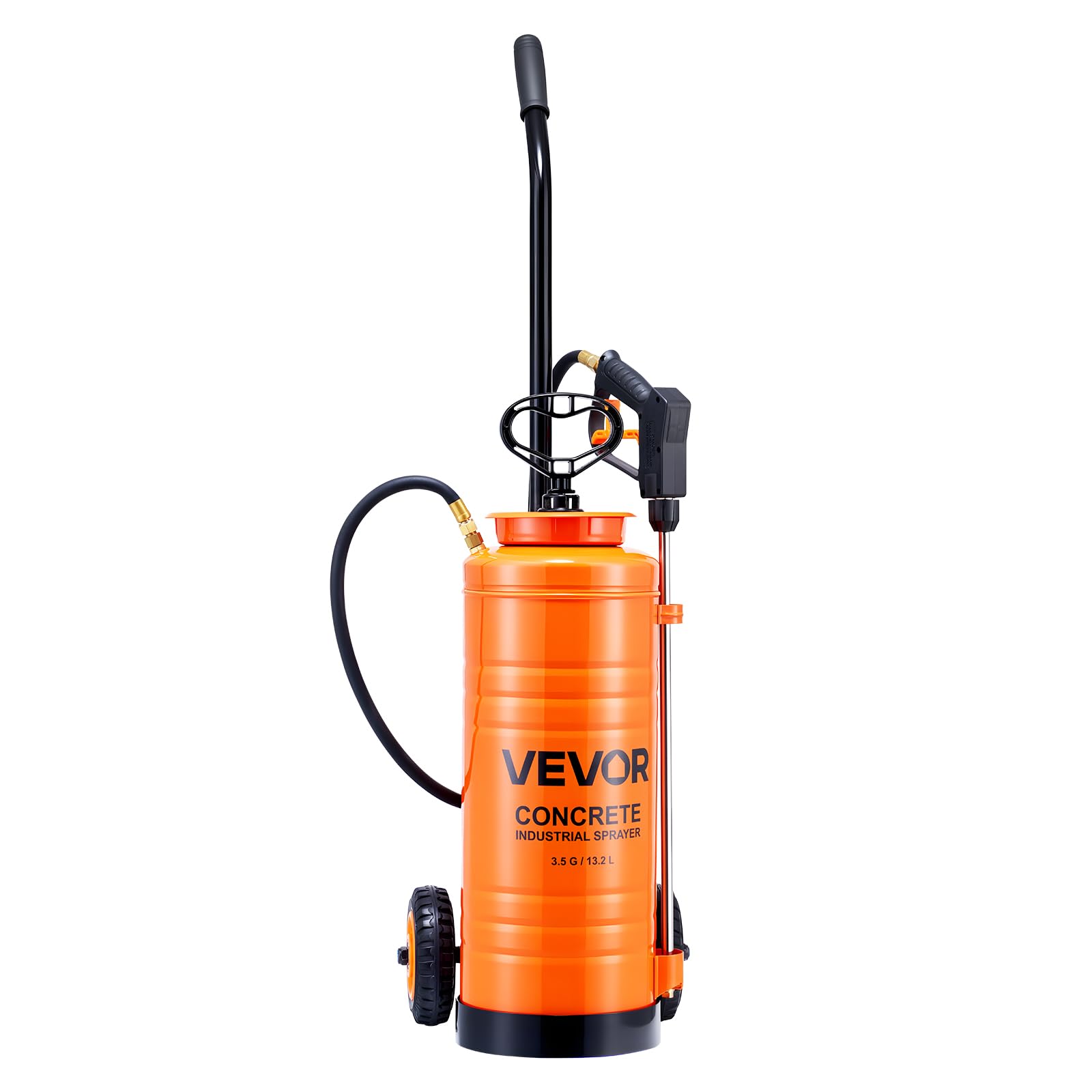 VEVOR Pulverizador de Hormigón Industrial con Carro, Pulverizador de Acero Inoxidable de Aprox. 13,2 L, Presión de 25-60 PSI, Depósito 24 x 21 x 68 cm, 2 Boquillas de Latón, para Construcción, Jardín