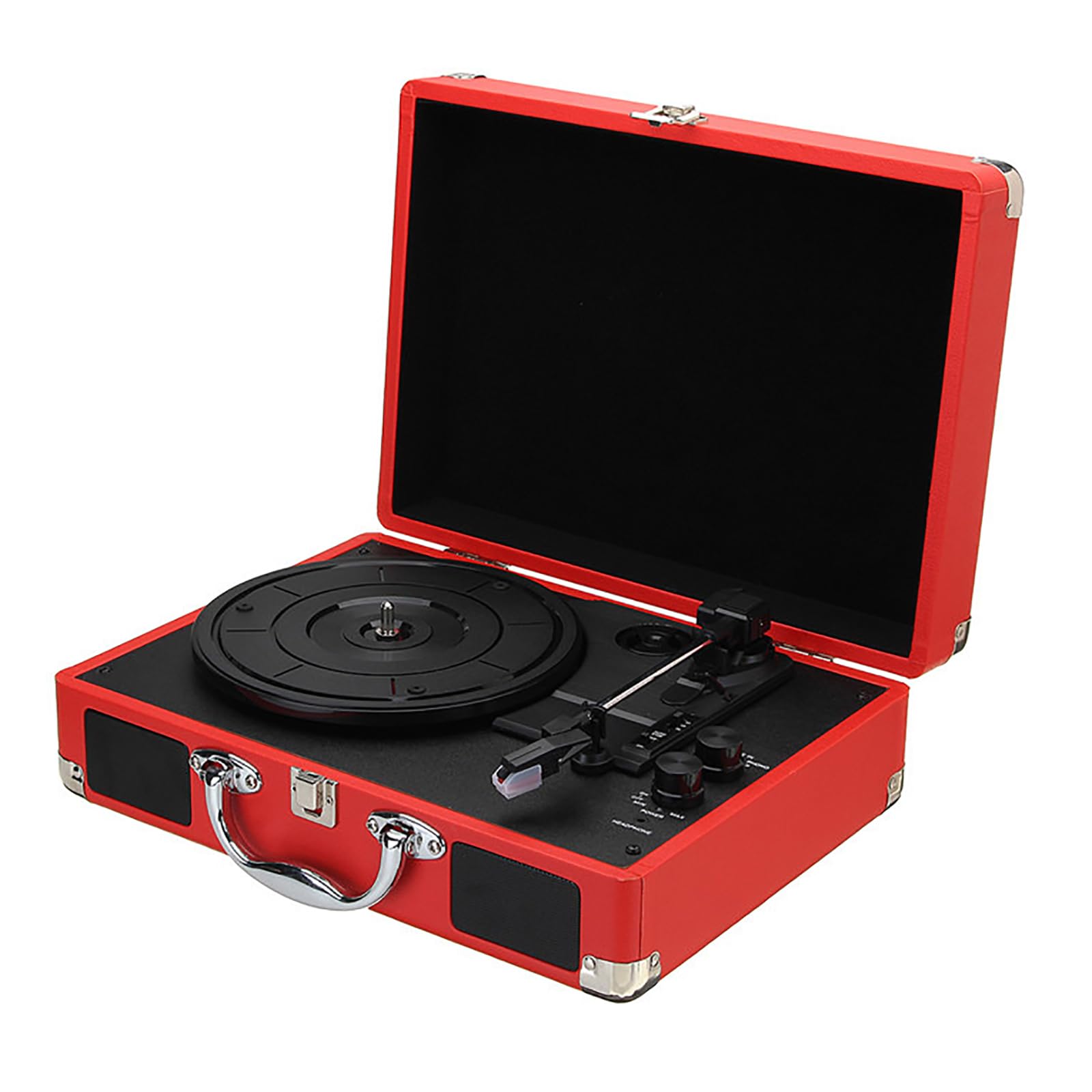 Giradischi portatile Bluetooth con altoparlanti stereo, giradischi in vinile supporta 3 velocità, riproduzione USB, ingresso AUX per gli amanti della musica e decorazione domestica