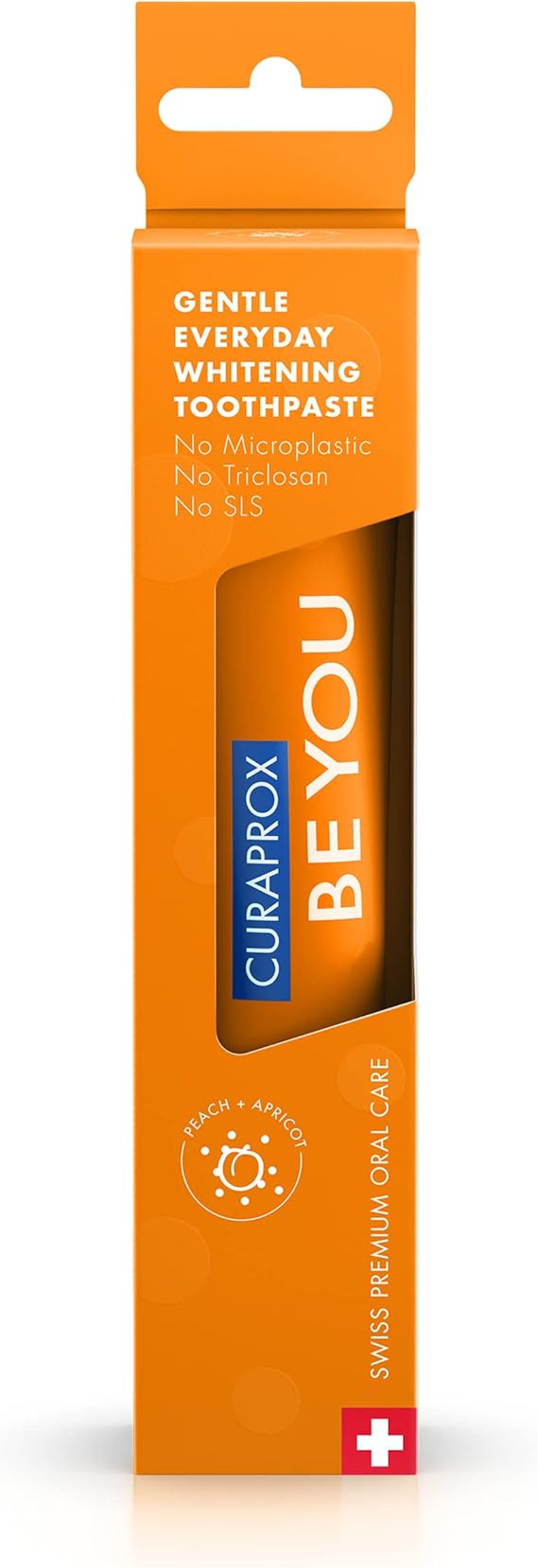 Curaprox Whitening Toothpaste for Fresh Breath & Gum Care | Enzymatic Formula, Peach & Apricot Flavour, Orange, 60ml | Vegan, SLS-Free, Fluoride 950ppm | Swiss Made