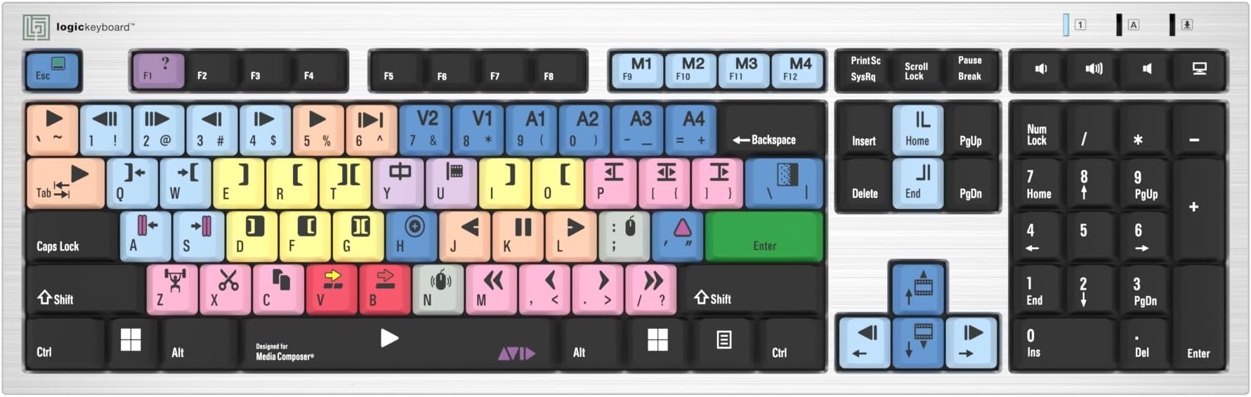 Logickeyboard 'Slimline' Designed for use with Avid Media Composer on Windows PC • 'Classic' Layout • p/n LKBU-MCOM4-AJPU-US