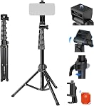 NEEWER Basics 59" Selfie Stick Tripod Compatible with iPhone DLSR Canon Sony Camera, Small Metal Portable Travel Desk Stand with 360° Ball Head Cell Phone Holder Mount for Video Recording Filming