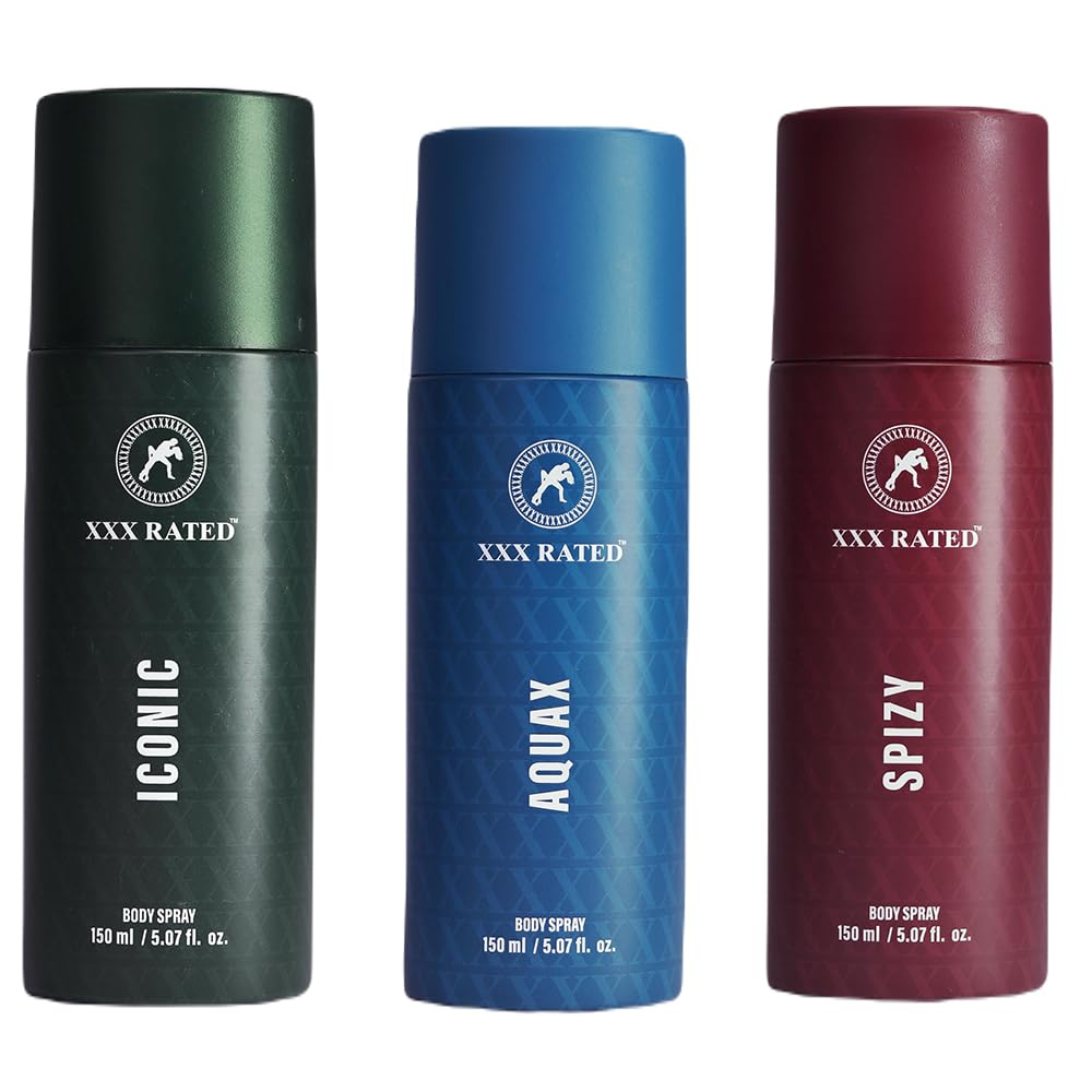 XXX Rated Iconic, Aquax & Spizy Body Spray Combo | Classic, Refreshing & Spicy Scent | 150 ml Each-picture-37