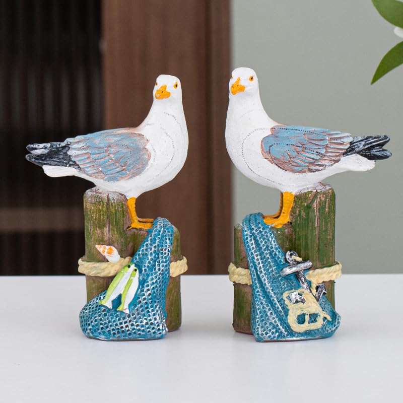 Par de gaviotas miniatura de resina 5.1 in miniatura 3