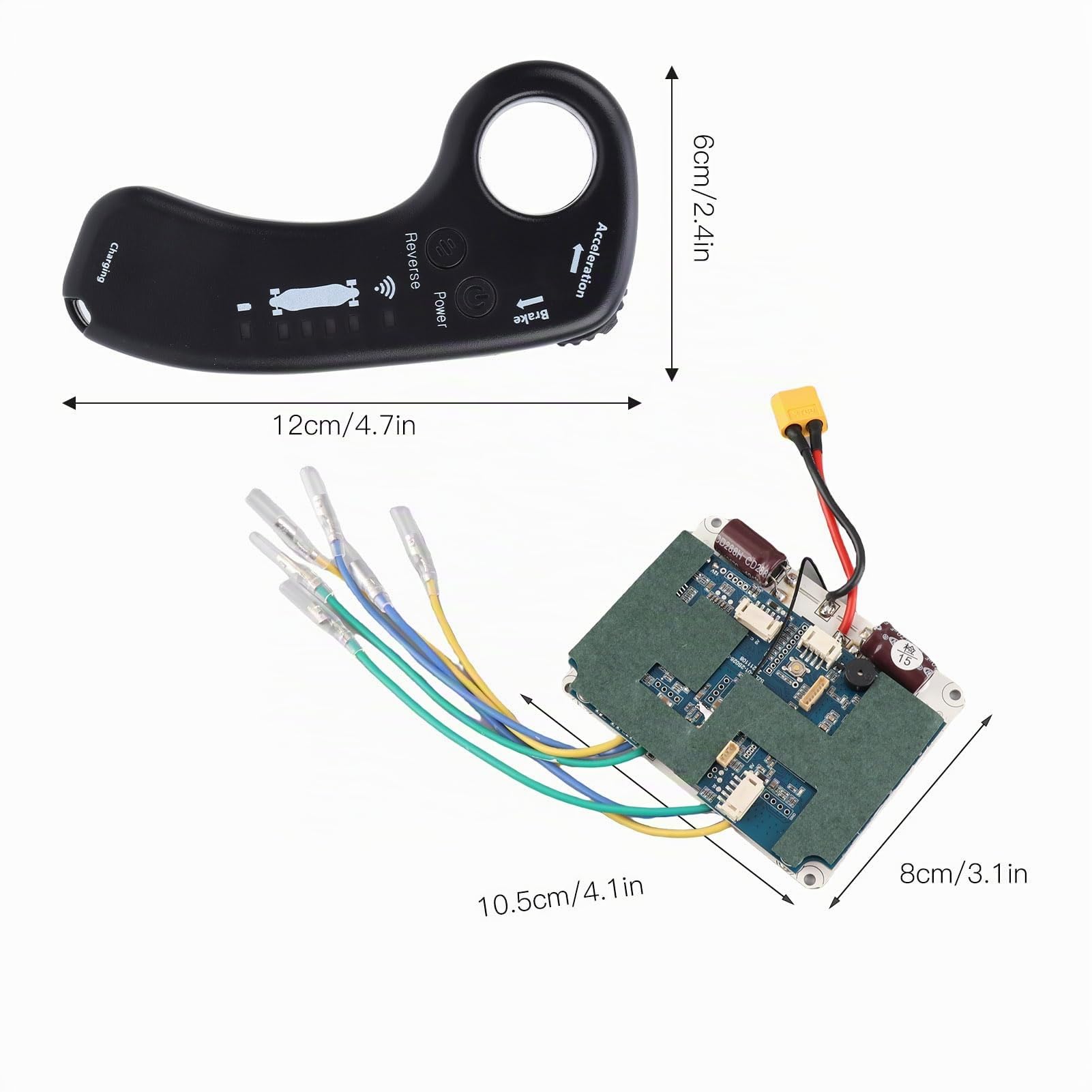 BuyWeek Ensemble de ESC Contrôleur de Skateboard Électrique, Panneau de Commande ESC Moteur à Double Moyeu d'Entraînement Sinusoïdale Contrôleur de Longboard Électrique Télécommande