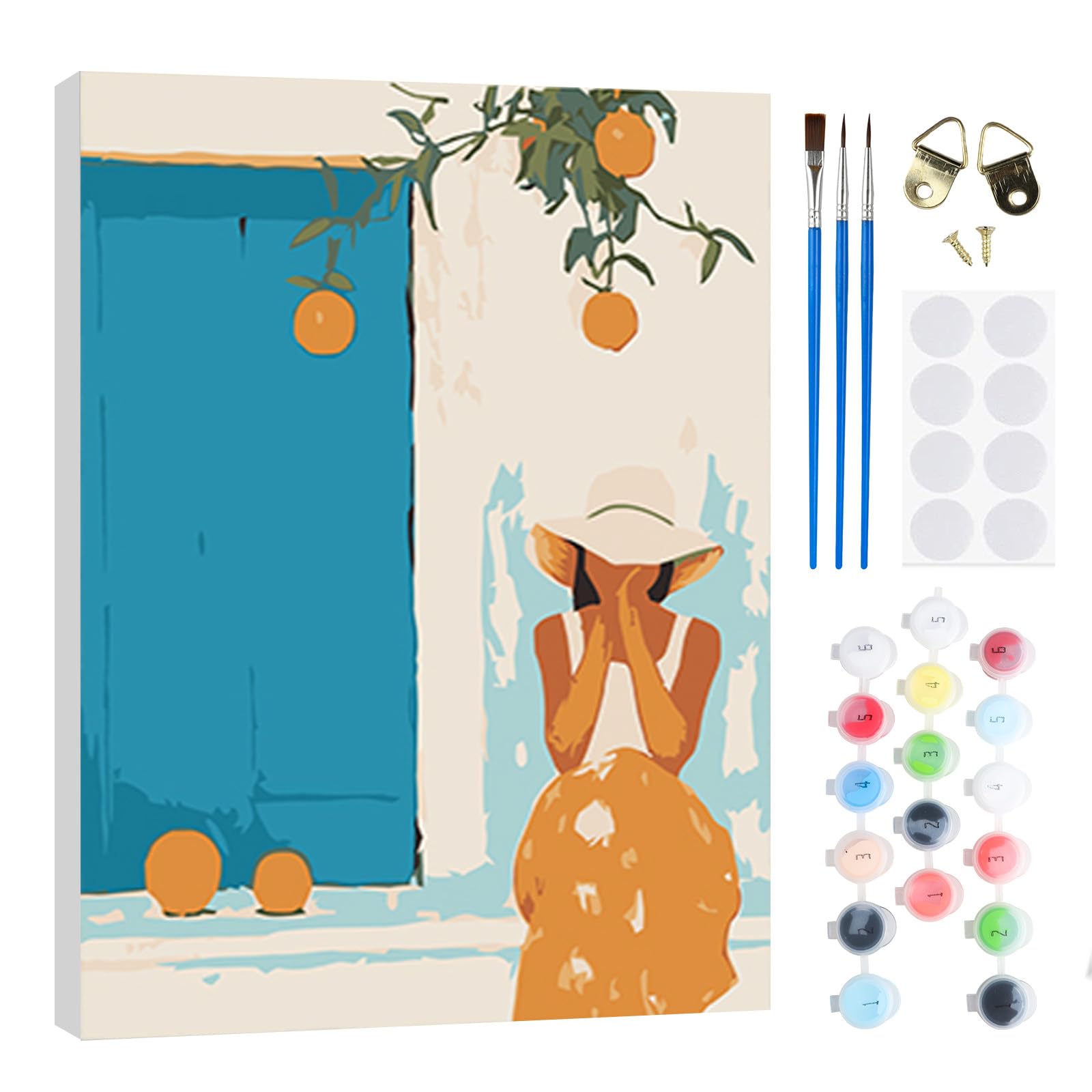 RICUVED Beautiful WomanPaint by Numbers for Adults Kids–DIY Paint by Numbers Kits with Wooden Framed,Easy Oil Painting Acrylic Pigment Drawing Paintwork Canvas 20x30 cm Home Decor