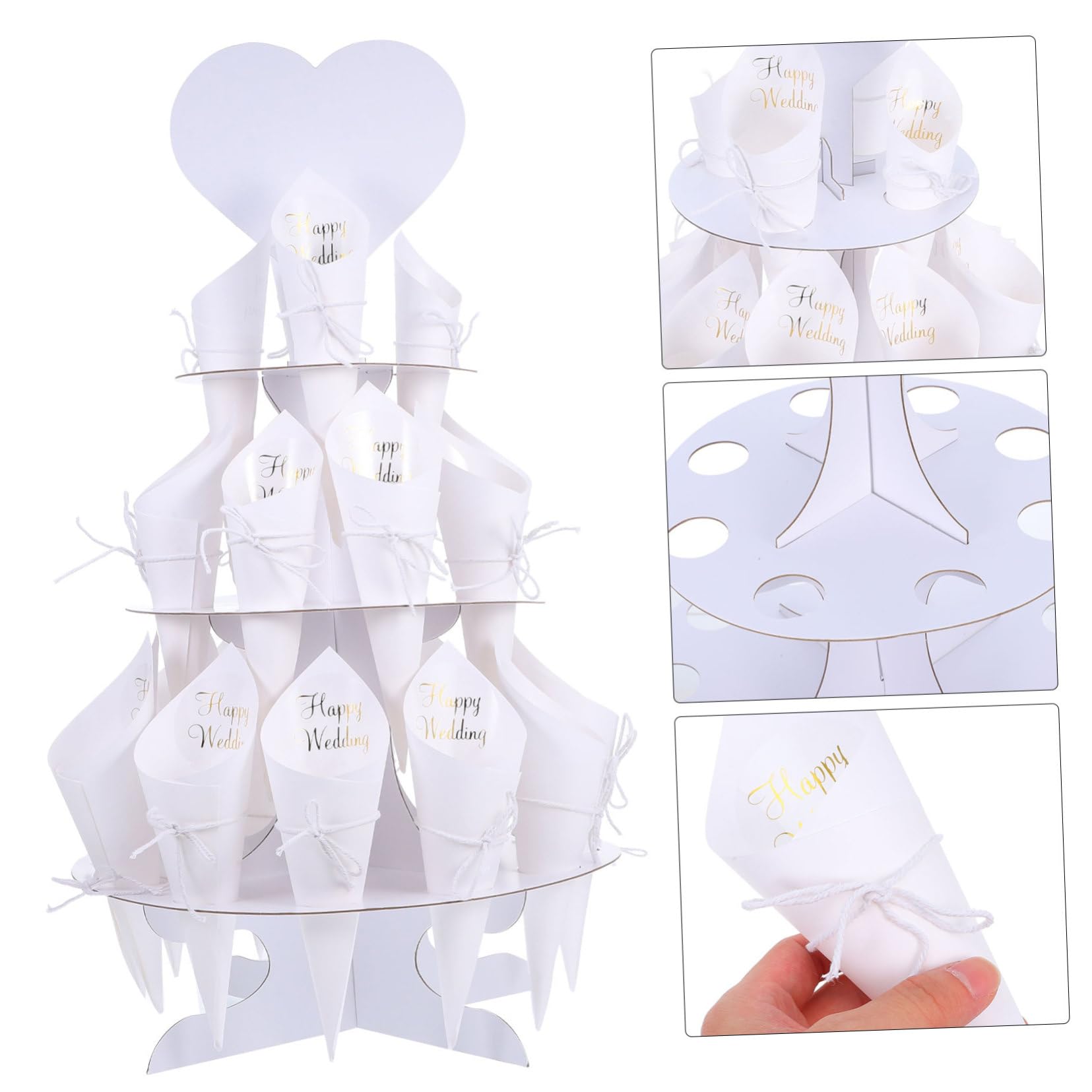 ULTECHNOVO 1 Satz Diy Hochzeitskonfetti Kegelhalter Weißer Konfetti Ständer für Blumen Süßigkeiten und Dekorationen für Hochzeiten und Partys