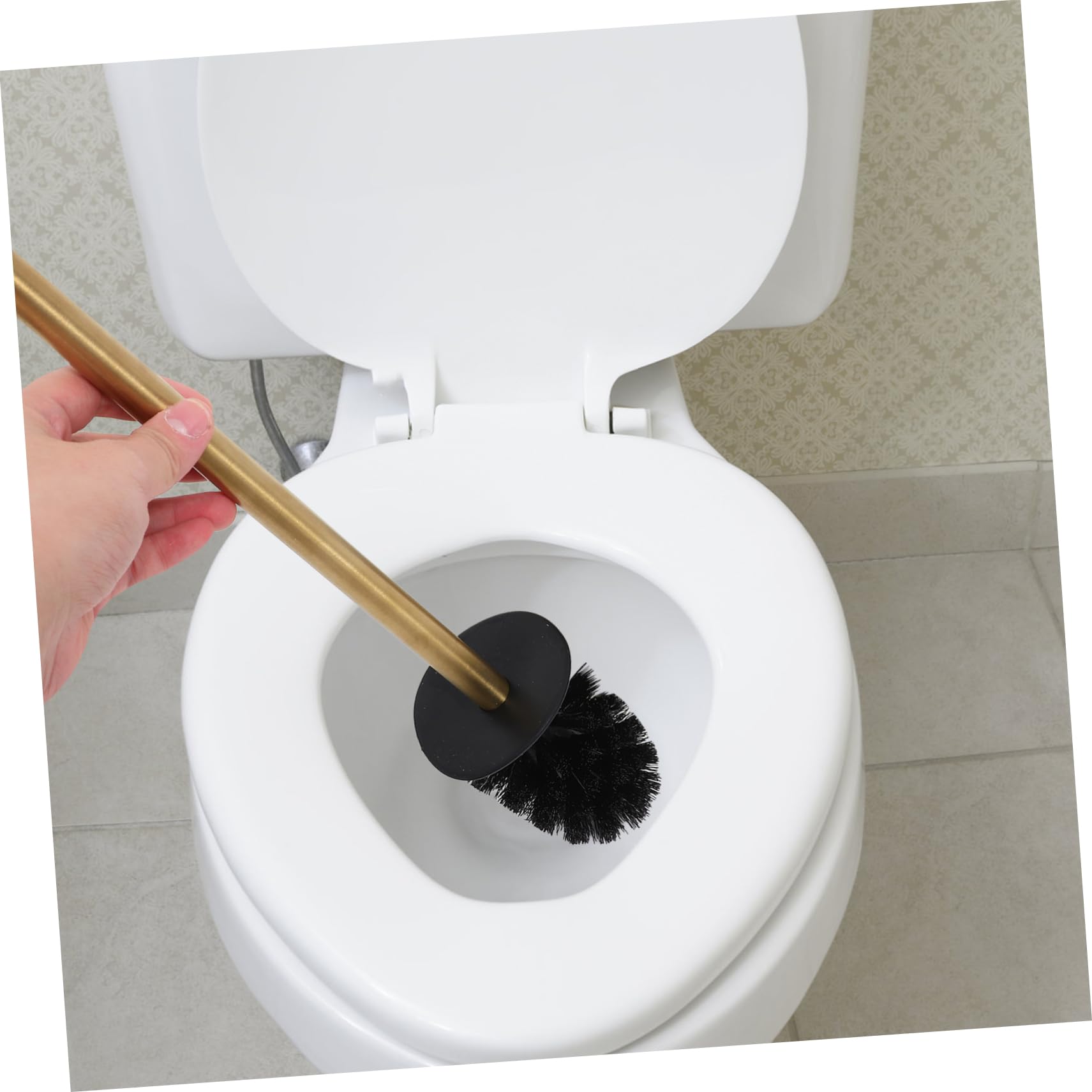 Didiseaon Portaescobillas de Baño de Acero Inoxidable, Cepillo de Inodoro con Soporte, Diseño Moderno, Secado Rápido y Mango Largo para Hotel y Centro Comercial