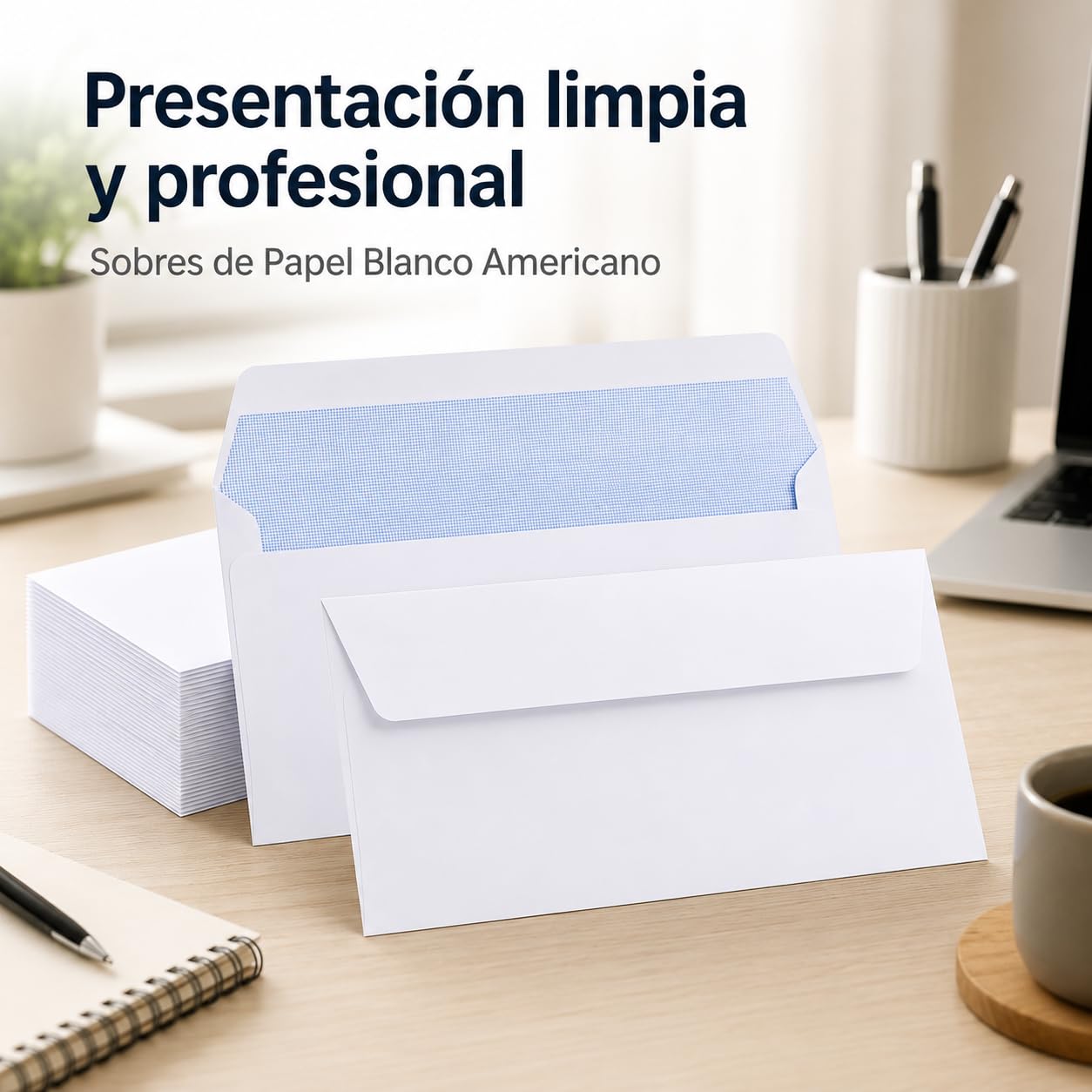 Pack 500 Sobres de Papel Blanco Americano 225x115mm | Formato DL | Cierre Adhesivo | Papel Resistente | Para Cartas Facturas Documentos y Envíos Profesionales