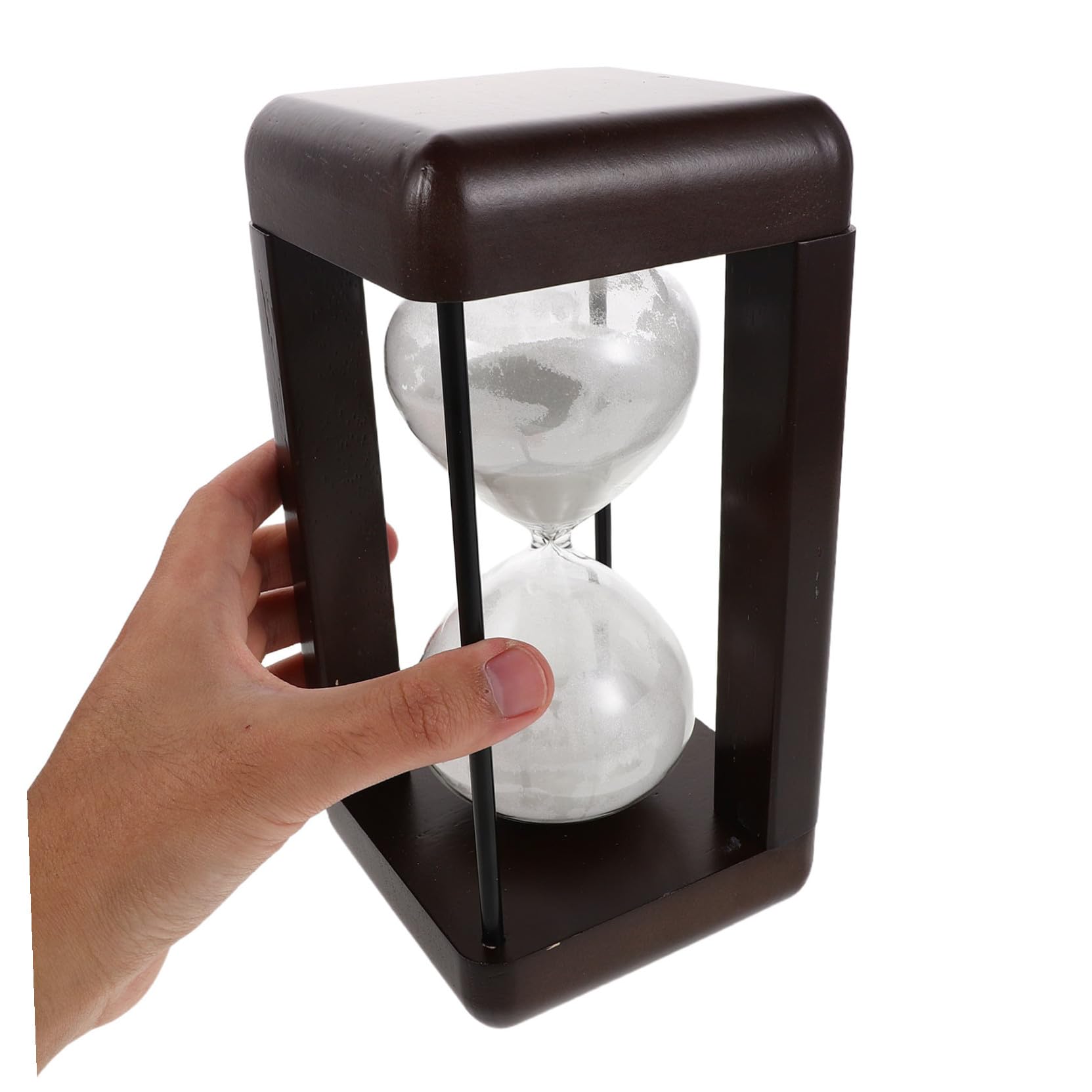 Reloj de Arena de Madera Maciza Blanco, Adorno Vintage de 60 Minutos