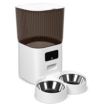 Talent Star Automatic Dog Feeder, Smart Pet Feeder with Dual Bowls, WiFi App Remote Control 5l Transparent Storage Bucket Automatic Cat Food Dispenser, Timed Quantitative Battery 1 Set
