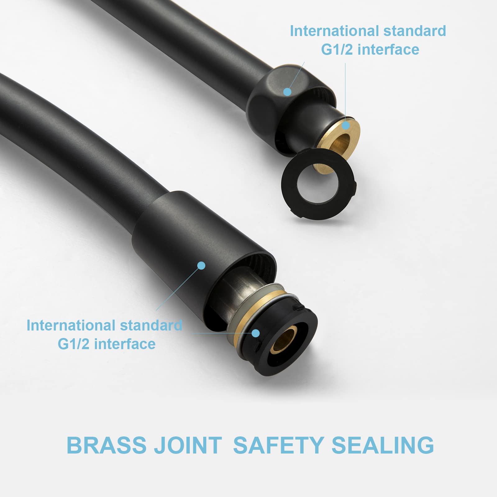 Tubo Flessibile Per Doccia In PVC Nero - 1.5M Anti-Esplosione, Anti-Torsione, Montaggio Universale G1/2