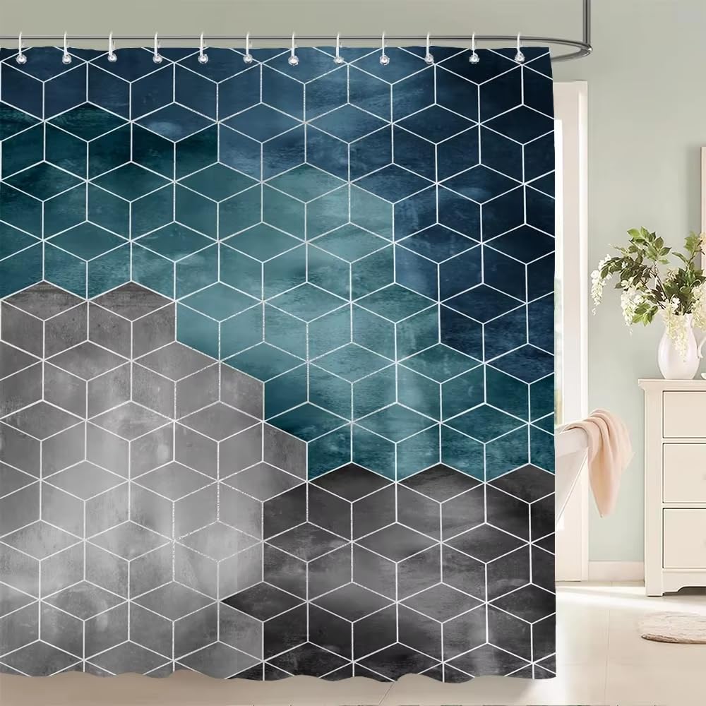 KELAIMI Abstract Geometric Shower Curtains,Modern Luxury Bathroom Curtains,Simple Aesthetic Washable Quick-Dry Bathtub Curtains Style 2 180X210Cm