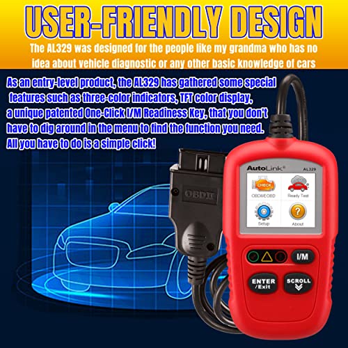 Autel OBD2 Scanner AutoLink AL329 Vehicle OBD2 Diagnostic Tool Car Code Reader with I/M Readiness Key Read/Erase Codes Turns Off MIL Plug and Play Retrieves VIN/CALID/CVN Free Lifetime Update - Image 5