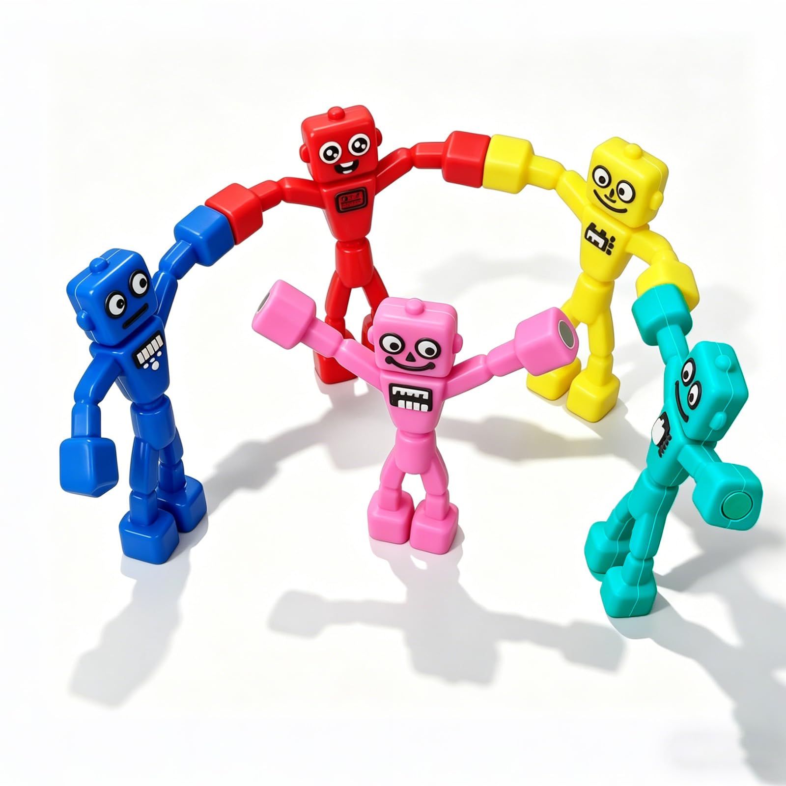 Chie no fukuro 5 Pcs Fridge Magnetic Robot Men, Cute Robots Magnets Stress Relief Toys, Fidgets for Travel Toys for Refrigerator, Whiteboard Decorative