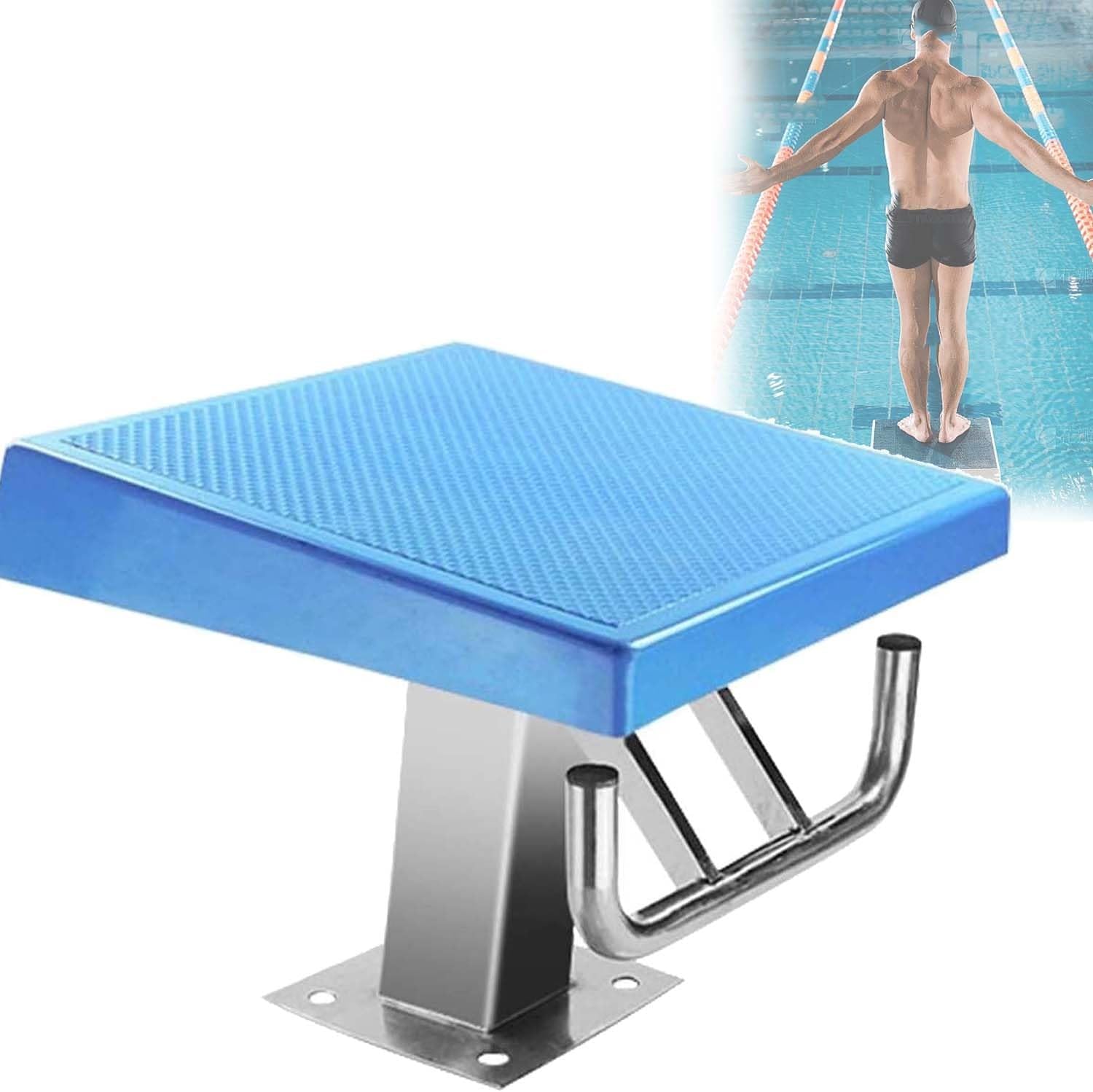 Non-Slip Countertop Diving Boards, Swimming Pool Diving Platform,15°Inclined Starting Block with Stainless Steel Base for Pool Training Competition,Swim Special(Standard)