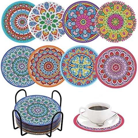 8 Stück Diamantmalerei Untersetzer Mit Halter Cover