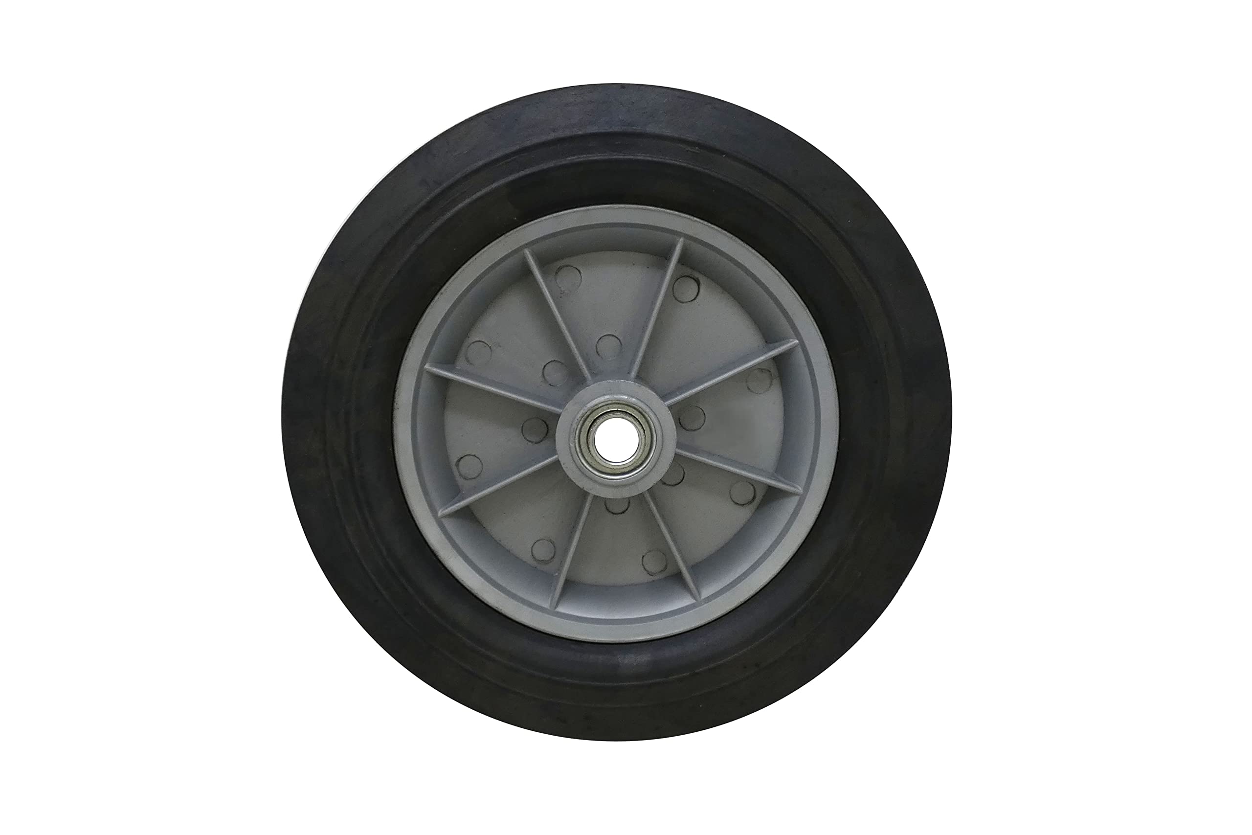 Shepherd Hardware 9653 Roue de rechange pour camion à main, caoutchouc massif, bande de roulement côtelée, axe centré de 1,9 cm