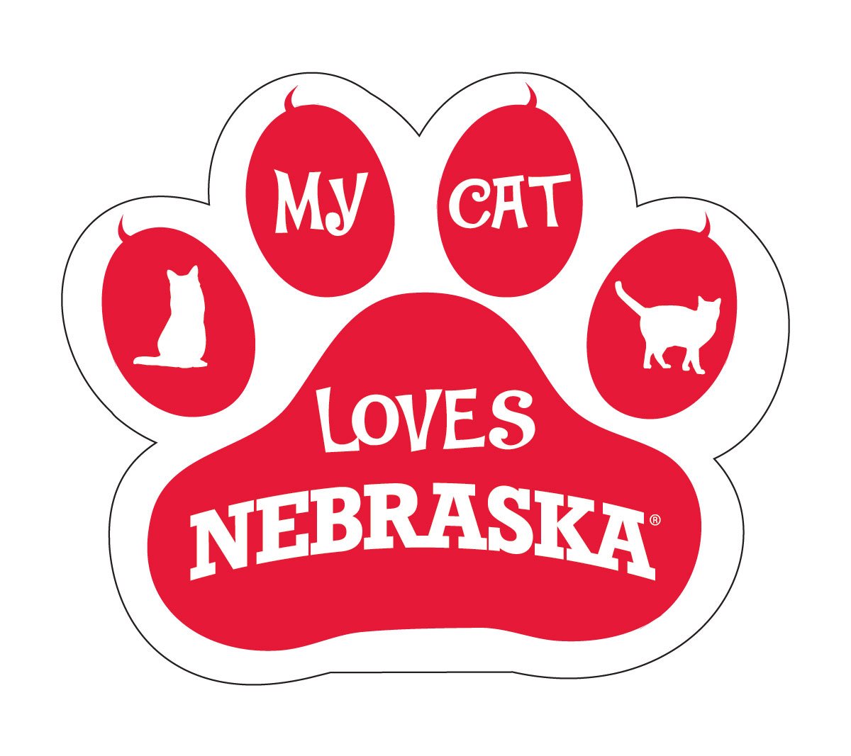 Nebraska Cornhuskers Cat Lover Paw Magnet Officially Licensed Collegiate Product