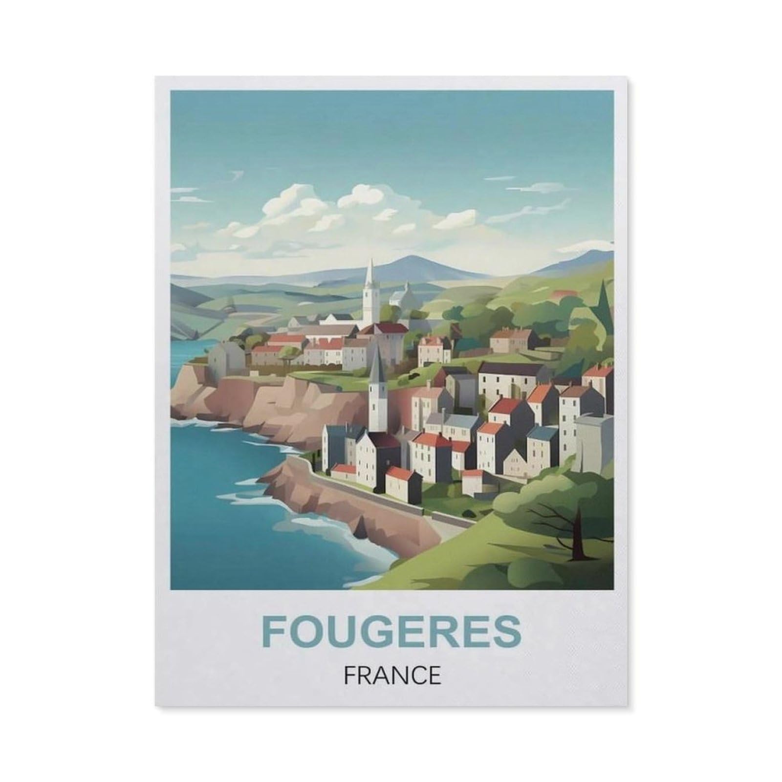 Funny Metal Tin Sign Wall Decor，Fougeres France(30x40cm）