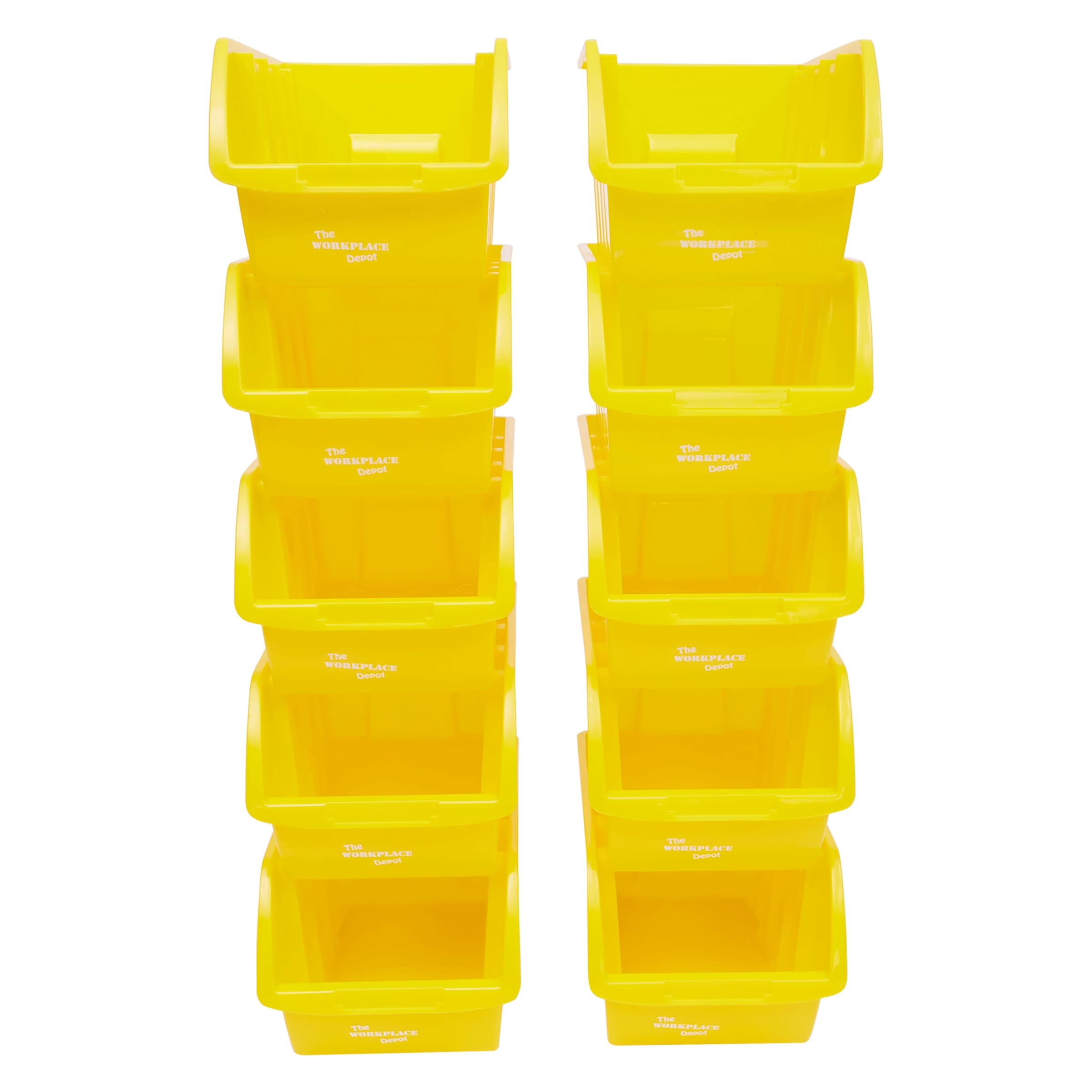 The Workplace Depot Yellow Plastic Nesting Small Parts Bins - Pack Of 10 - 127(H) X 150(W) X 235(D) Mm (Yellow)