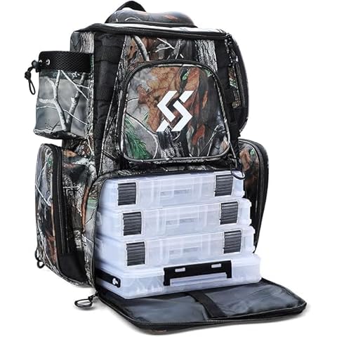 yun nong Waterproof Fishing Tackle Backpack with 4 Removable Tackle Trays & Rain Cover,Large Capacity Tackle Storage Bags for Freshwater/Saltwater Fishing,Camping Cover