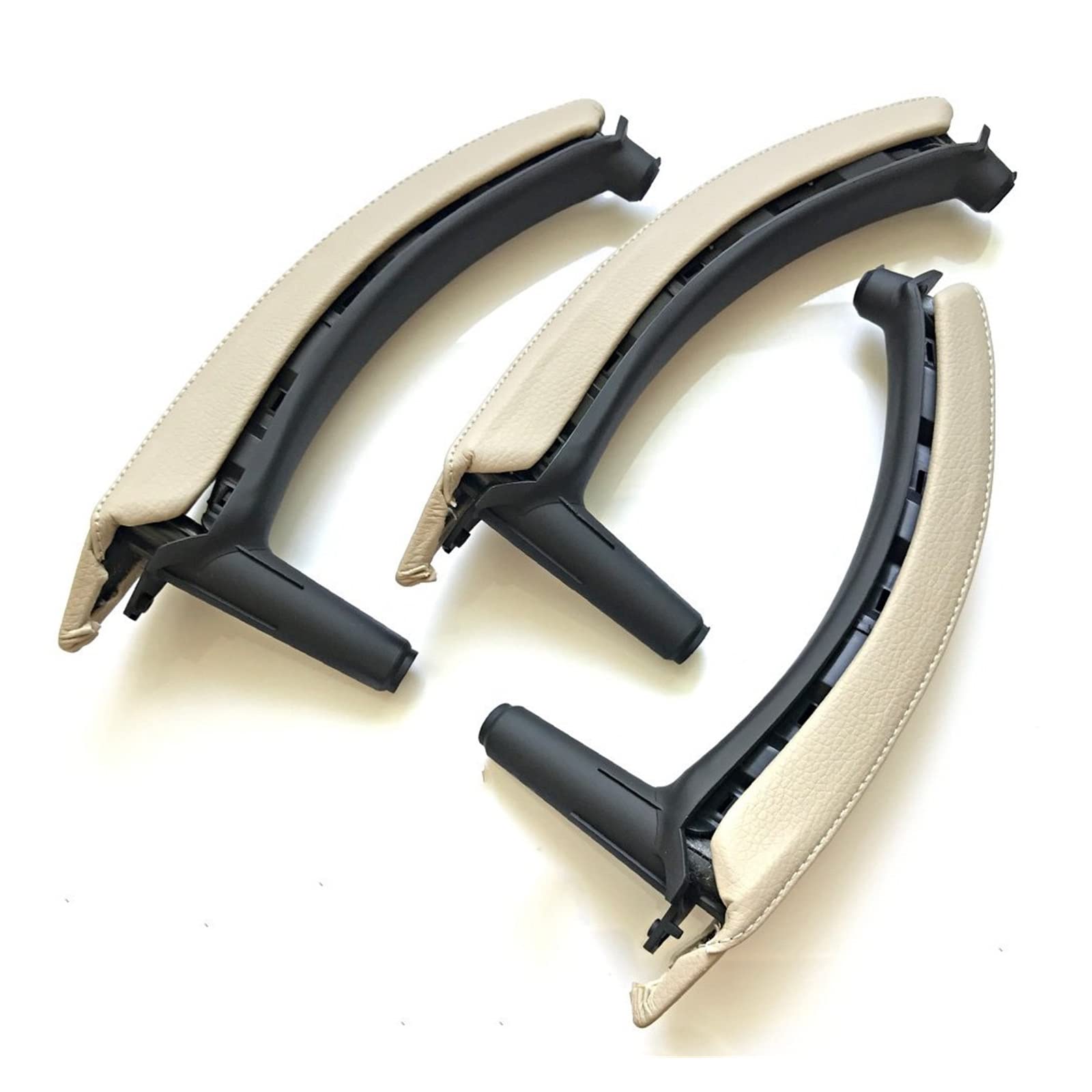 FANGZIQF Inner Door Pull Handles for X5 for X6 for E70 for E71 for E72 2007-2013 LHD Left Right Interior Door Handle with Leather Cover Assembly Set(LHD Set Creamy)